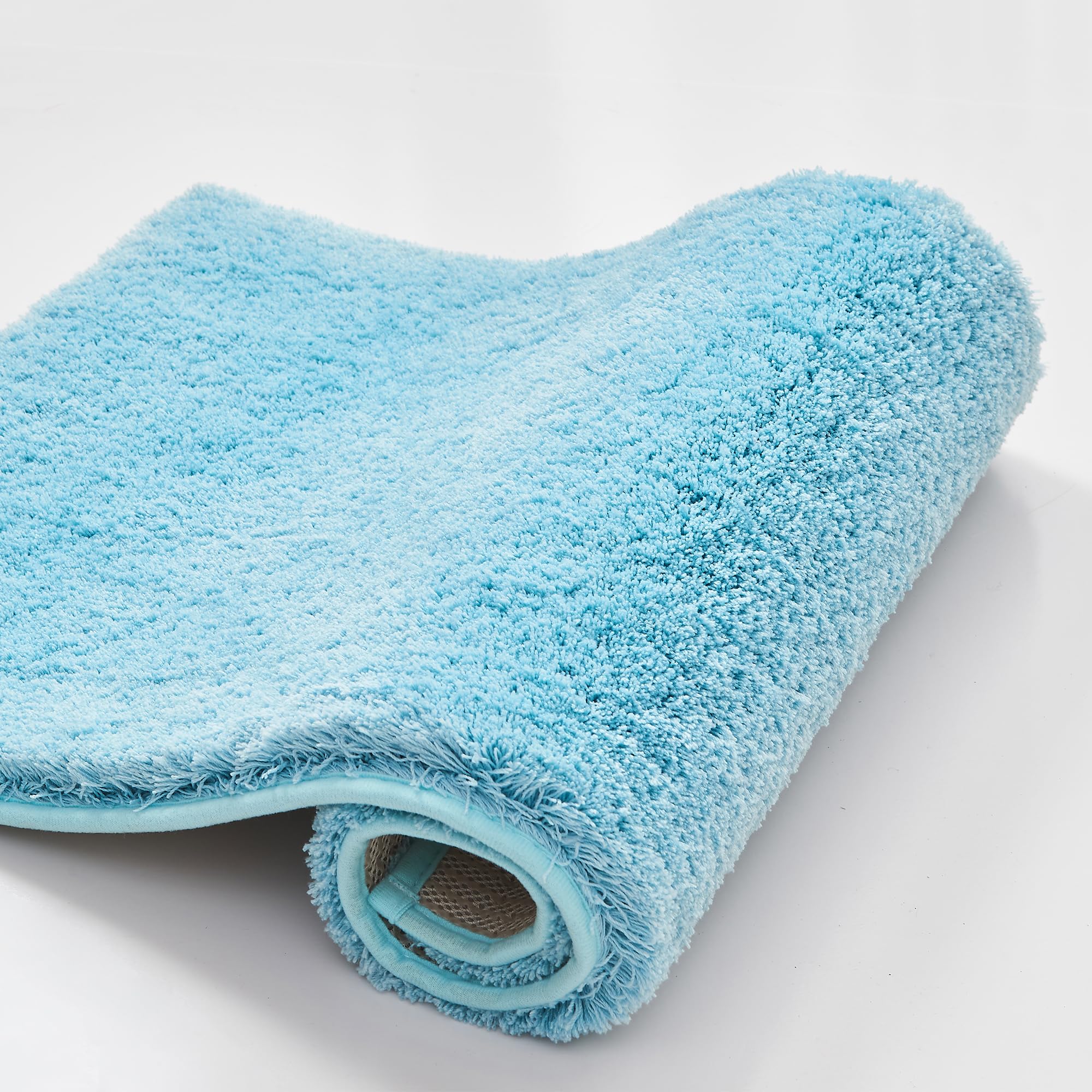 CozeCube Circle Fleece Bath mats for Bathroom, Fluffy Absorbent, Melange Quick Dry Microfiber Bath Rugs, Non Slip Washable Shower Mat Gifts, Brown, 24" X 16"