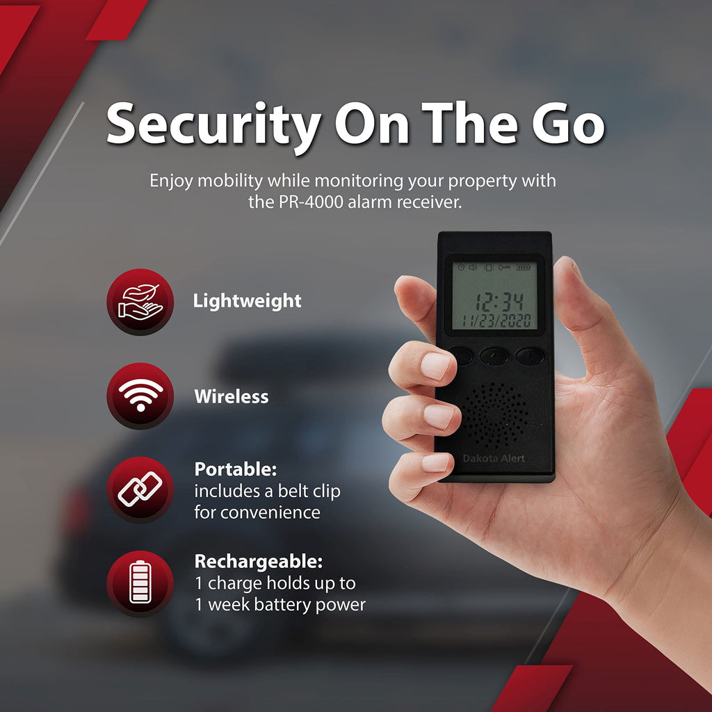 Dakota Alert Long Range Driveway Alarm Motion Detector - DCMA-4k Plus One Mile Wireless Range Alarm System - DCMT-4000 Transmitter & RE-4k Plus Receiver-Use Outdoors, Driveways, Entrances & Backyards