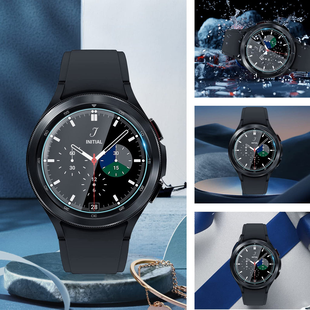 Suoman 4-Pack for Samsung Galaxy Watch 4 Classic 46mm Tempered Glass Screen Protector for Galaxy Watch 4 Classic 46mm Smartwatch [2.5D 9H Hardness] [Anti-Scratch]