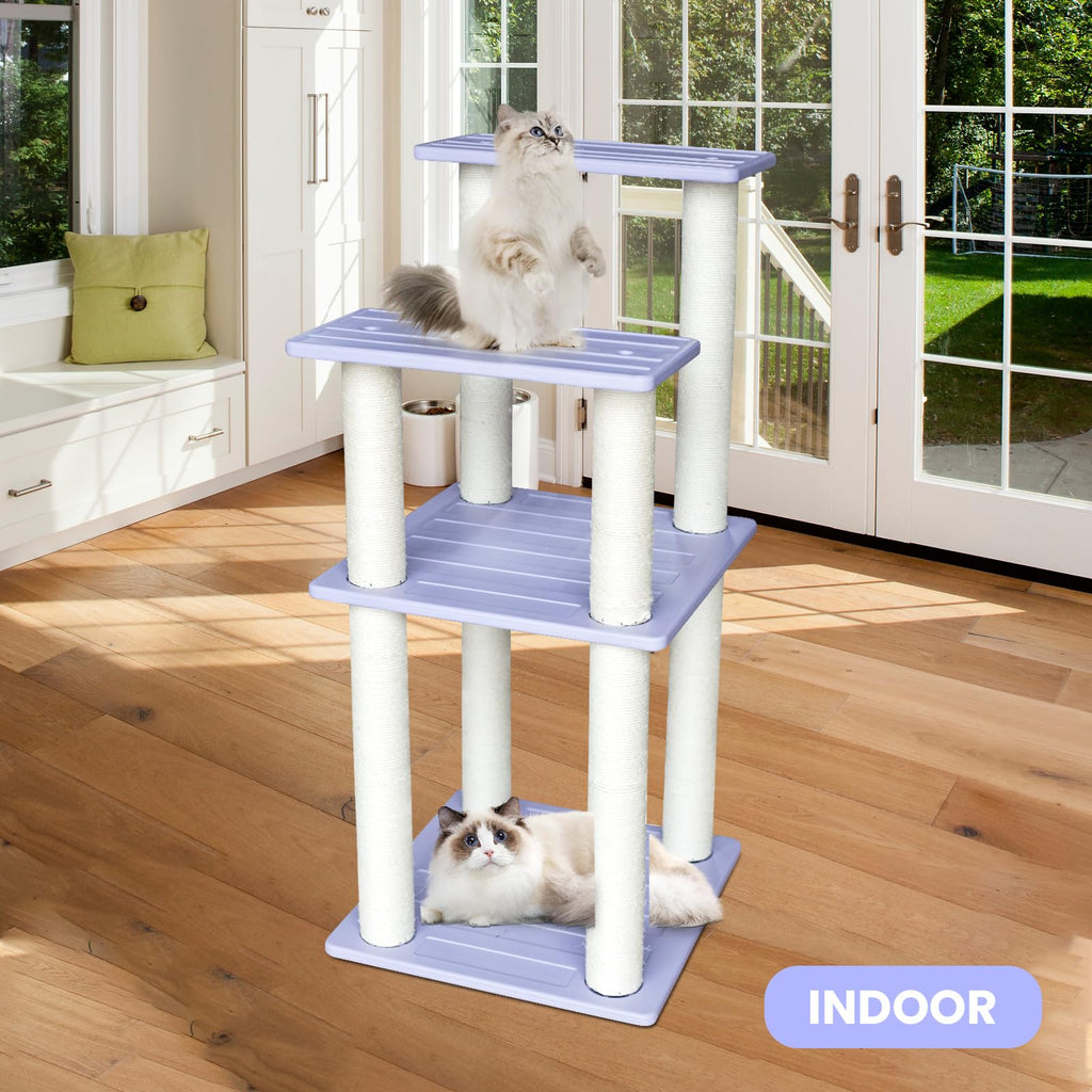 Tall Cat Tree for Outdoor and Indoor Cats, Weatherproof Large Outdoor Cat Tree Tower with Scratching Posts
