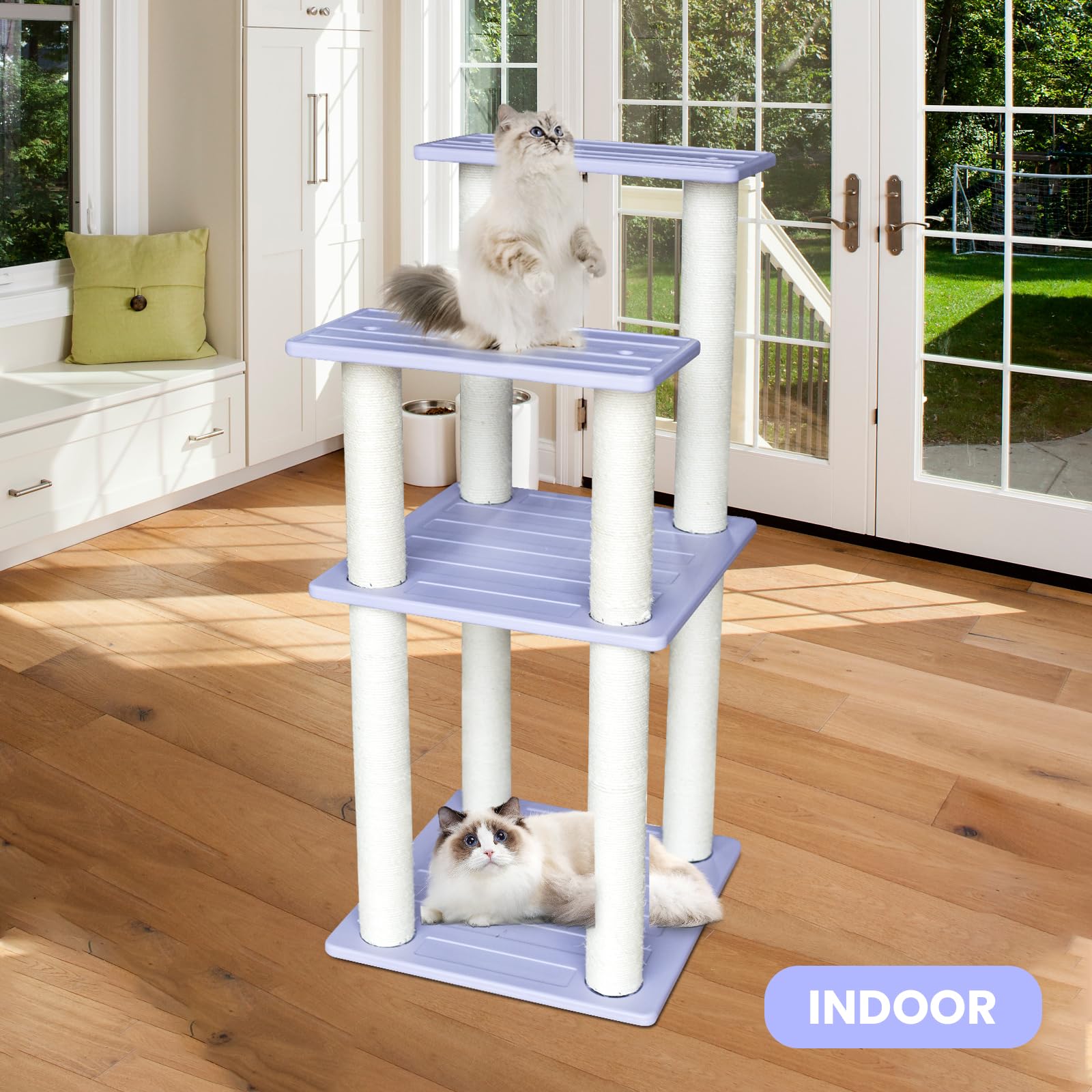 Tall Cat Tree for Outdoor and Indoor Cats, Weatherproof Large Outdoor Cat Tree Tower with Scratching Posts