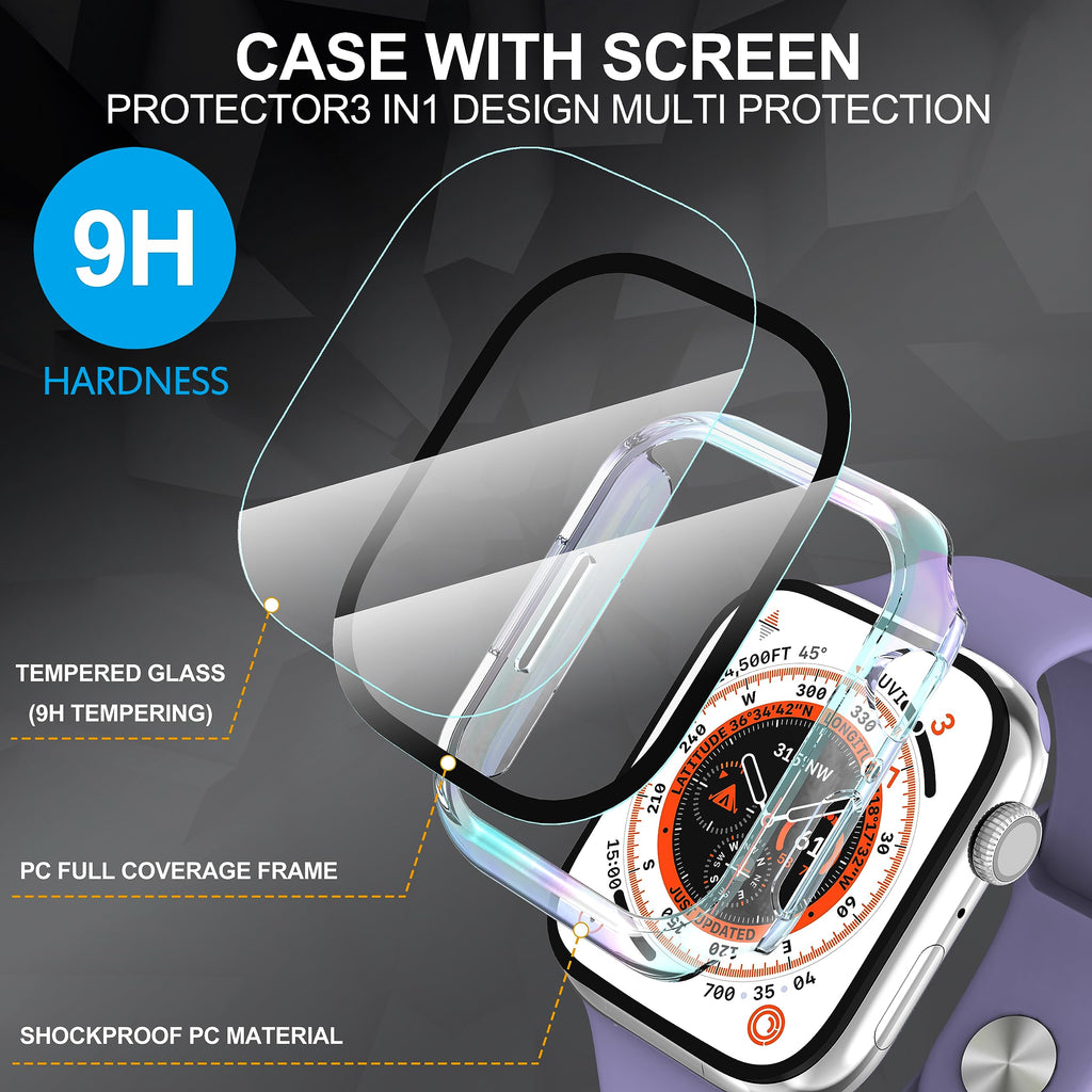 Diruite 2-Pack for Apple Watch Series 3/2/1 38mm Case, Ultra-Thin All-Around Tempered Glass Screen Protector Protection Cover for iWatch 38mm - Black