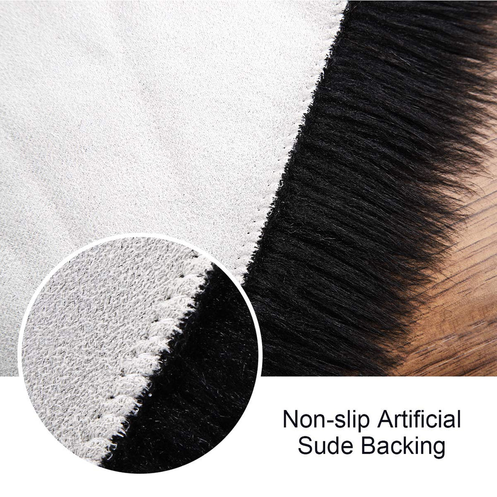 Softlife Black Faux Fur Sheepskin Chair Cover Seats Cushion Pad Super Soft Area Rugs for Living Bedroom Sofa Dorm (1.6ft x 1.6ft)