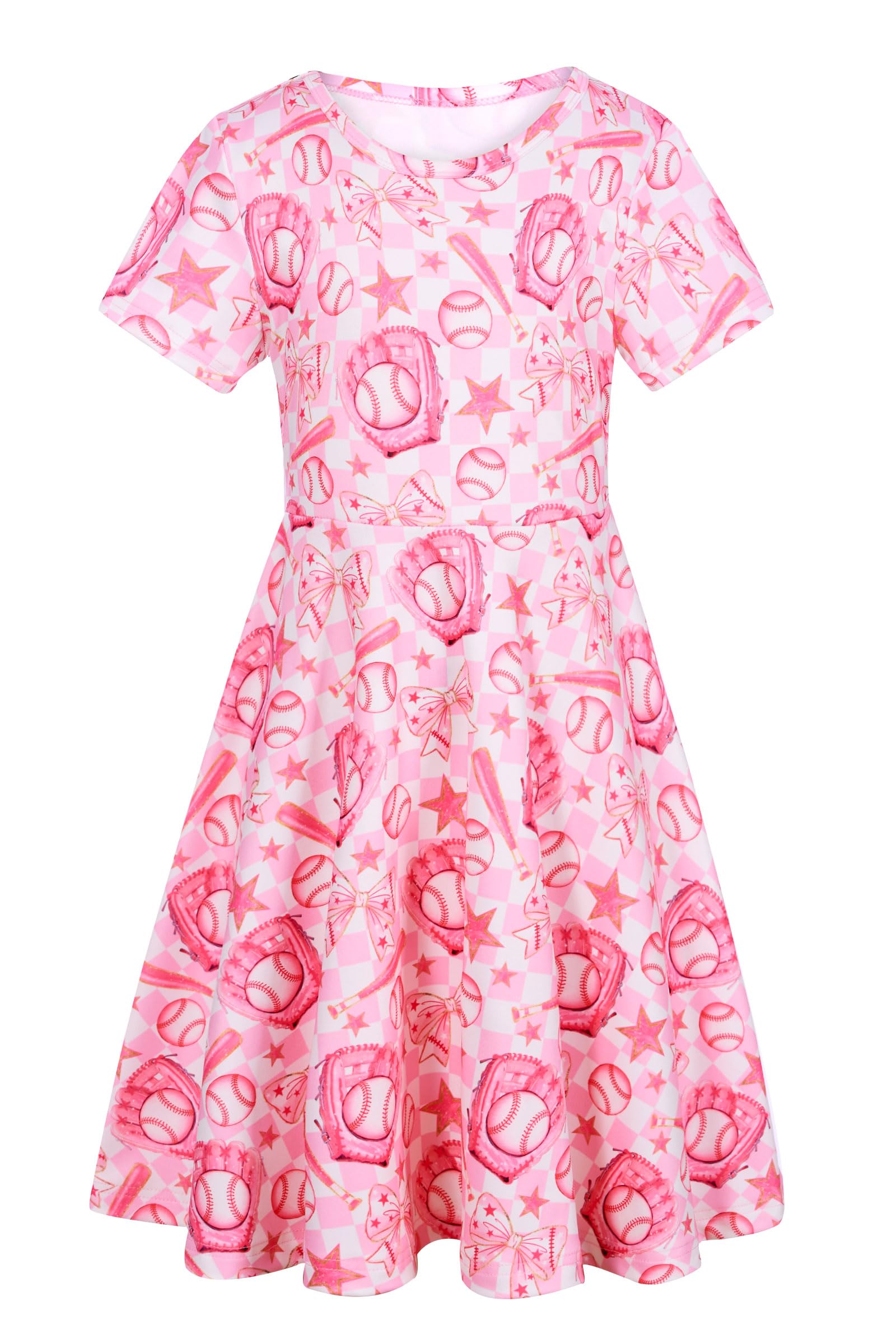 ALISISTER Little Girls Dress Short Sleeve Toddler Summer Sundress 2-9T