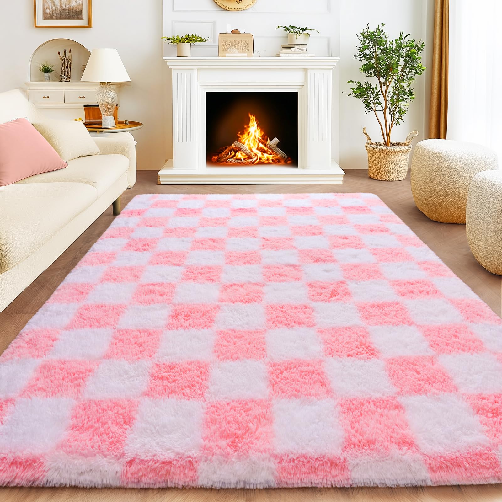 Awaytail Fluffy Rug Washable 2x3 Feet, Pure Black Desk Chair Rug Non-Slip, Super Soft Kids Rug for Boys Nursery Dorm Decor