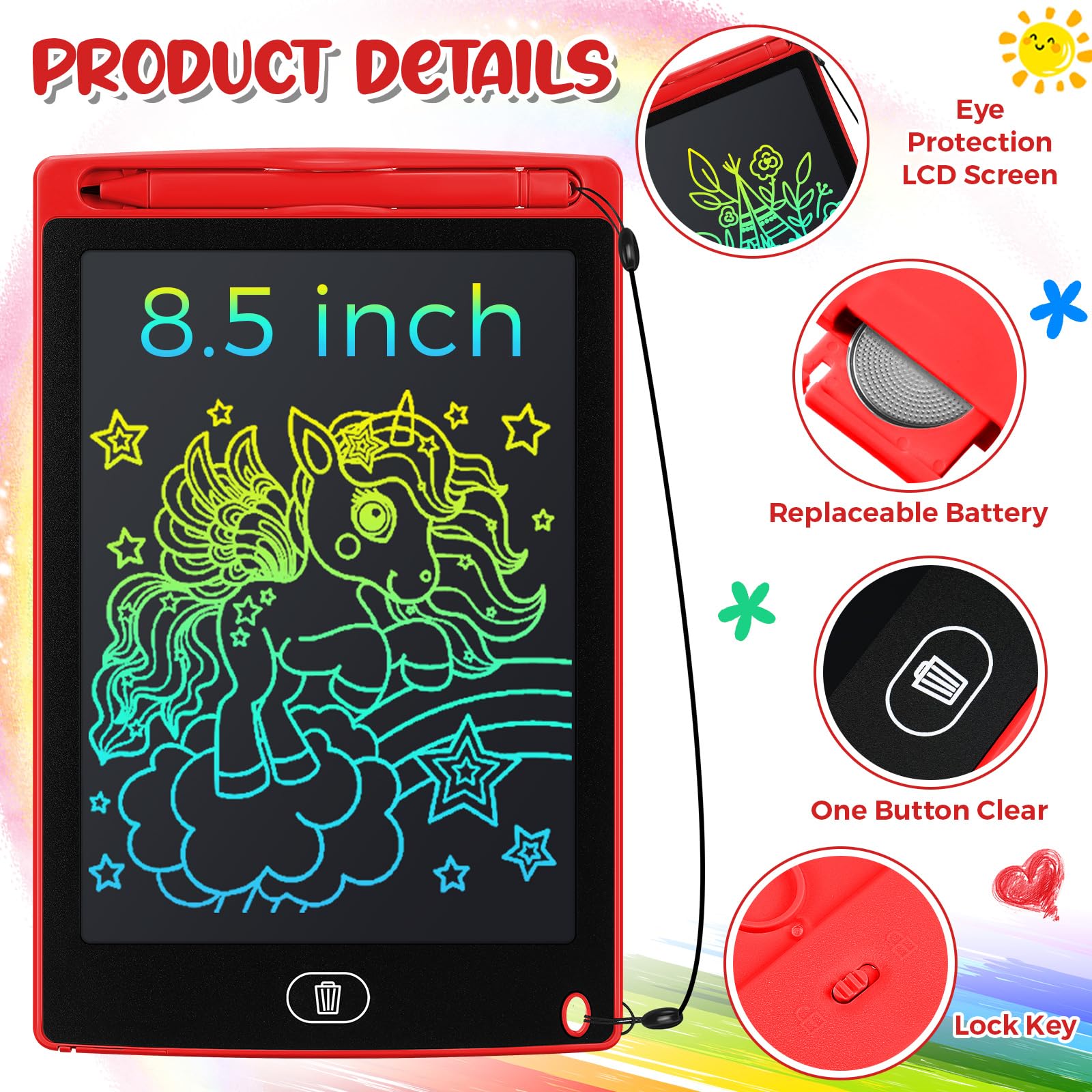 Zhehao 32 Pcs LCD Writing Tablet for Kids Bulk 8.5 Inch Colorful Doodle Board Tablet Erasable Doodle Pad Educational Toy Birthday Easter Gift for Boys Girl Age 3-10(Black)