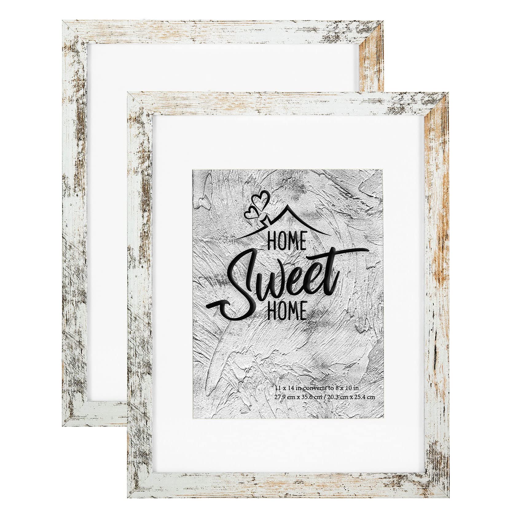 Califortree Black 11x14 Picture Frame - Display Photos 8x10 with Mat or 11x14 Without Mat - HD Glass Inside, Set of 2