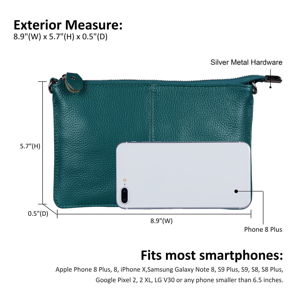befen Genuine Leather Wristlet Clutch Wallet Purses Small Crossbody Bags for Women with RFID Blocking Card Slots