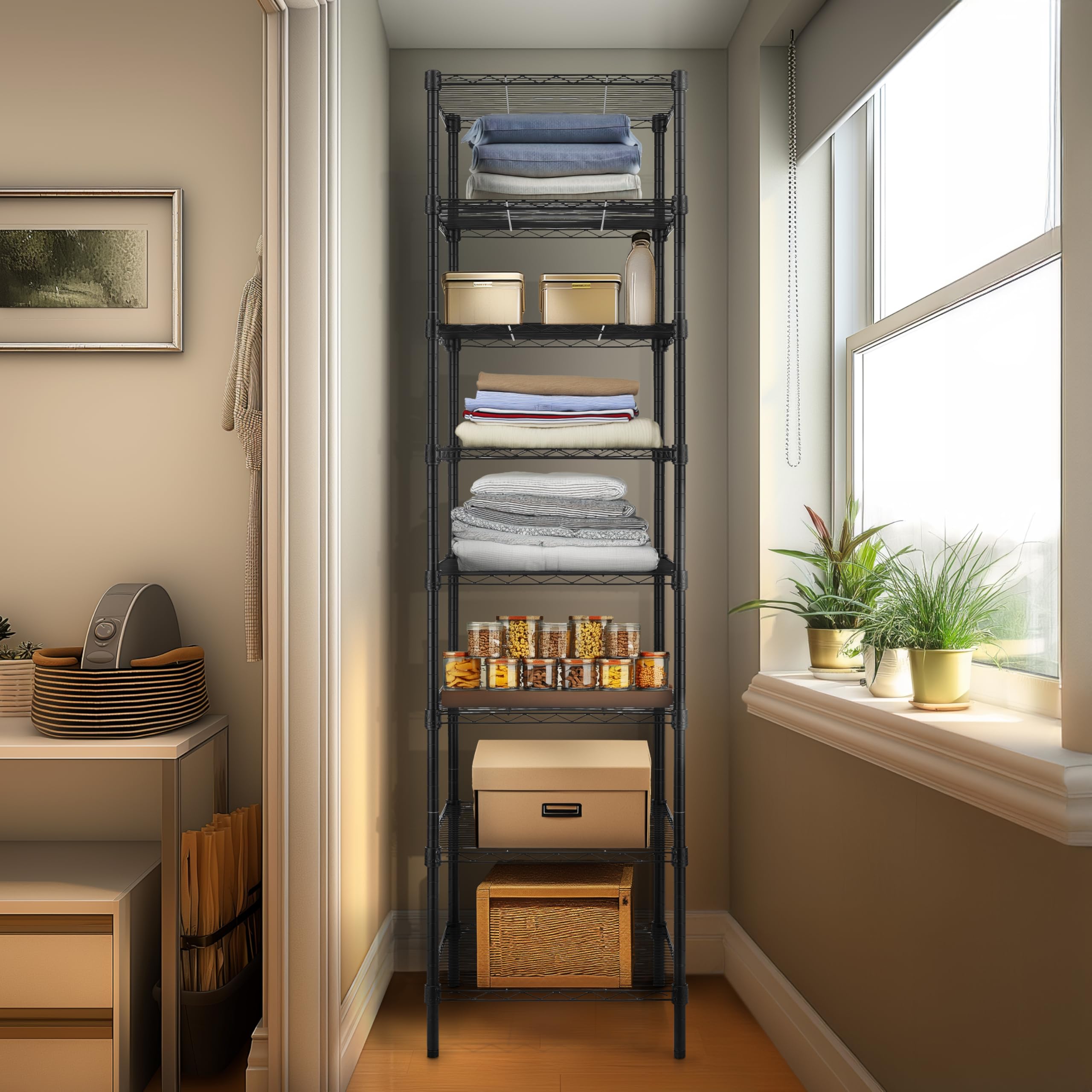 Finnhomy Heavy Duty 5 Tier Wire Shelving Unit, 18x18x59-inches 5 Shelves Storage Rack, Metal Shelving with Thicken Steel Tube, NSF Certified, Chrome