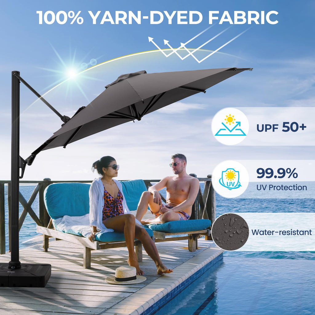 SUNVIVI OUTDOOR Outdoor Patio Umbrella, Patio Umbrella, Market Umbrella, Large Outdoor Umbrella, Metal Pole Umbrella with Push Button Tilt and Crank, Polyester Canopy
