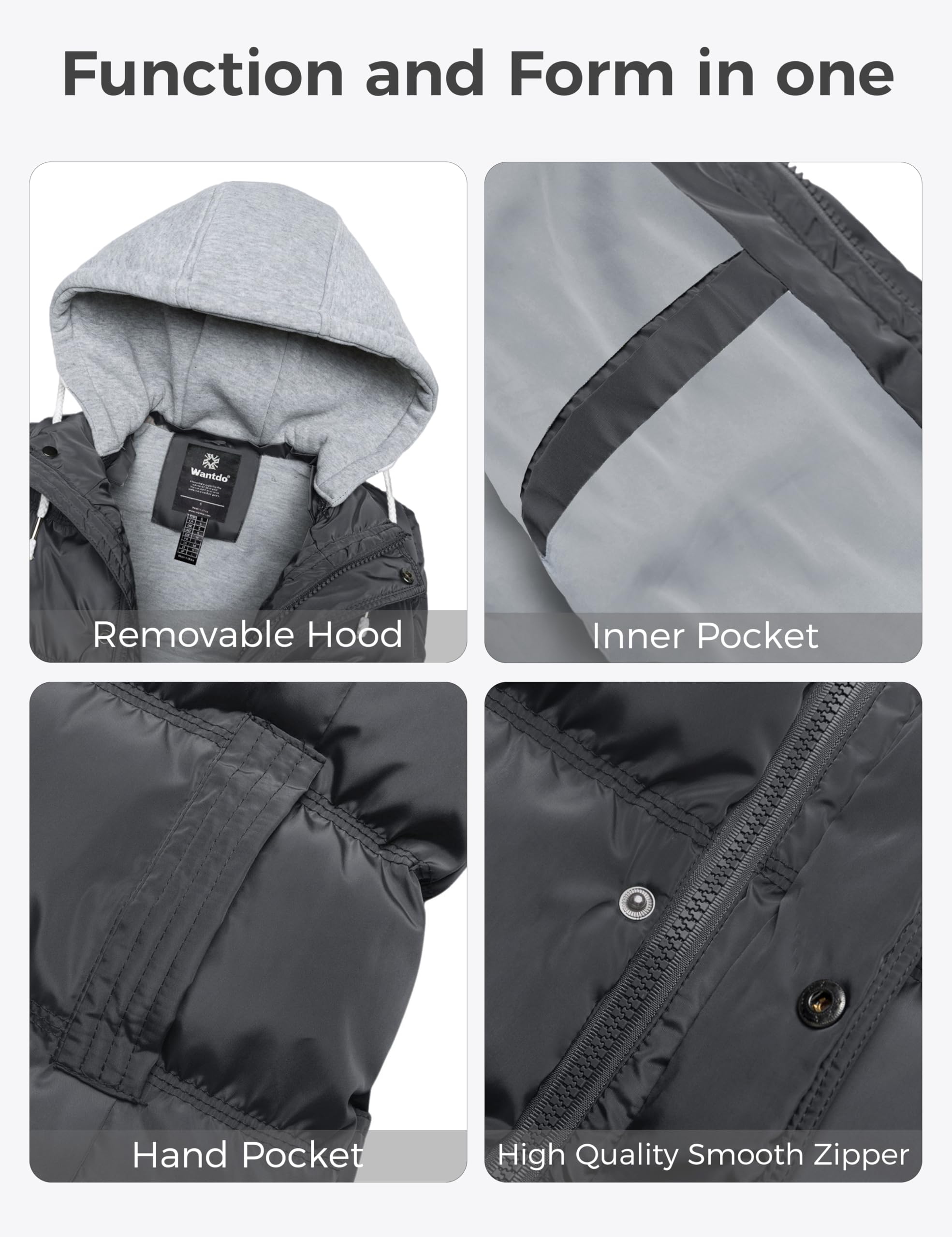 Wantdo Women's Quilted Puffer Vest Thicken Warm Winter Coat with Removable Hood