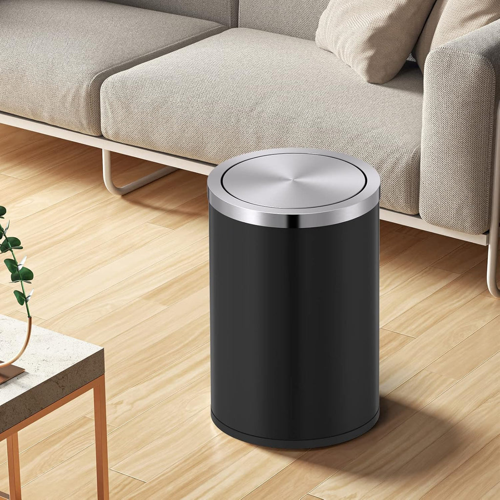 Mini Trash Can with Lid, Desktop Small Trash Can Recycling Bin Cute Metal Garbage Can for Tabletop Countertop Use,Stainless Steel 0.4Gal/1.5L Waste Bin for Office Parlor Car Bedroom,Swing Lid Open