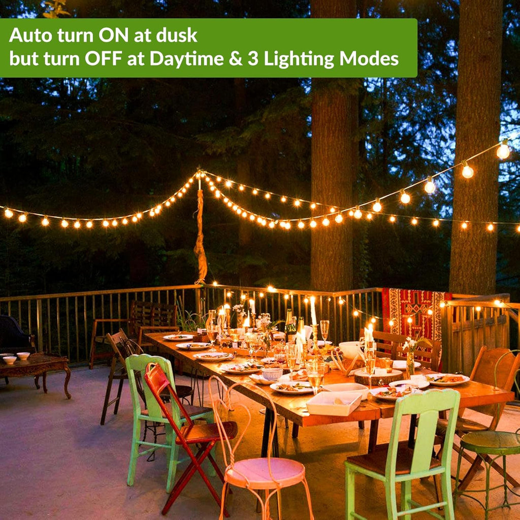 Lakumu 34FT G40 Solar String Lights, Globe Outdoor String Lights with 15 E12 Waterproof LED Bulbs, 2700K Shatterproof Patio Lights, Solar Powered Hanging Lights