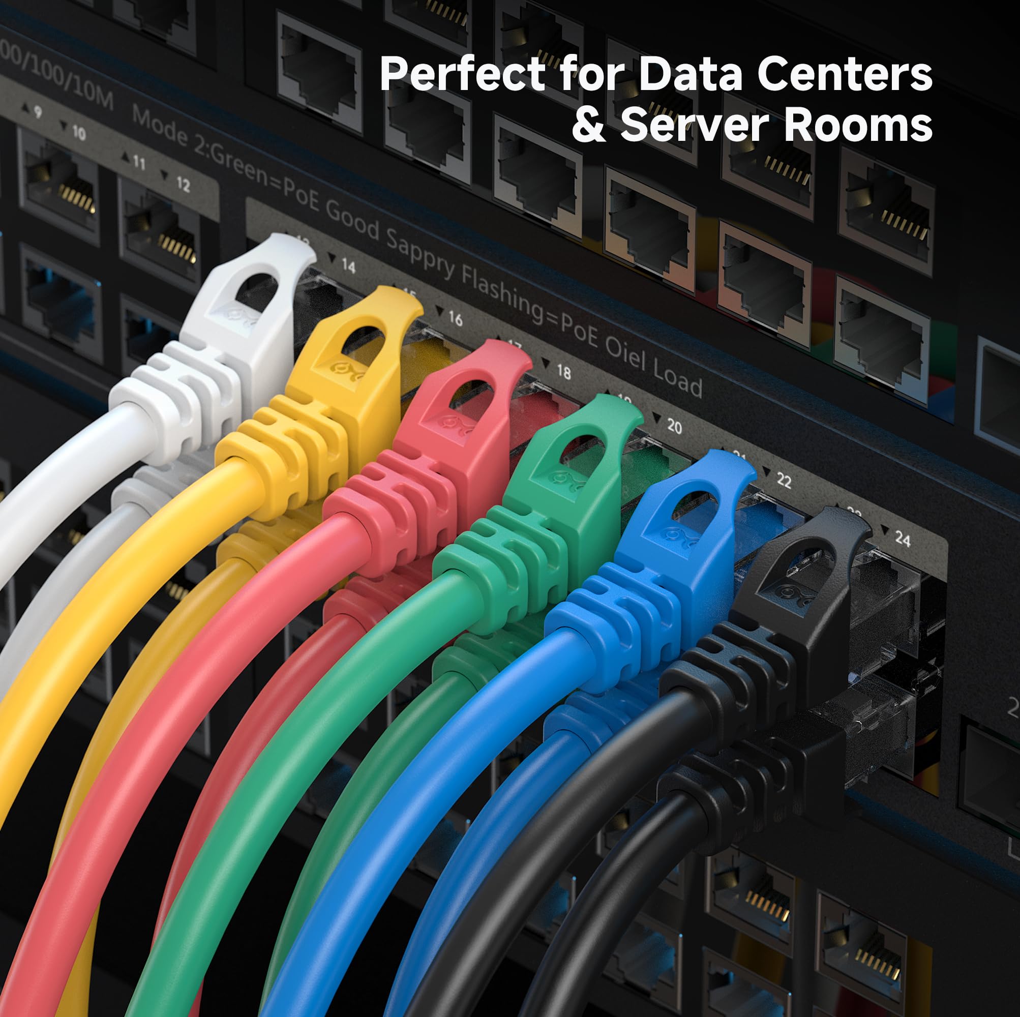 Cable Matters 10Gbps Snagless Short Cat 6 Ethernet Cable - 2ft, Cat 6 Cable, Cat6 Cord, Ethernet Cord, Black