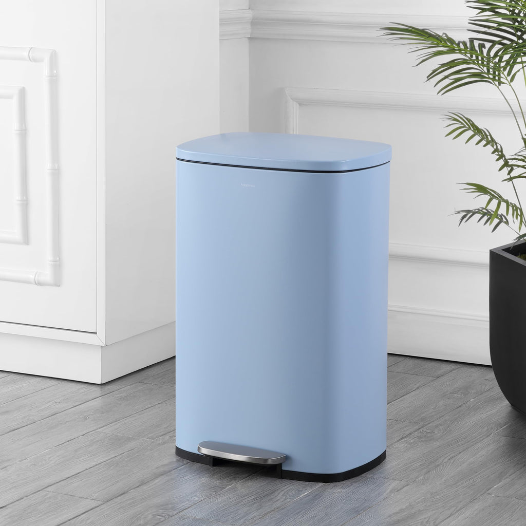 happimess HPM1006B Connor Rectangular 13-Gallon Trash Can with Soft-Close Lid and Free Mini Trash Can, Fingerprint Resistant, Modern, Minimalistic for Home, Kitchen, Office, Bathroom, Black
