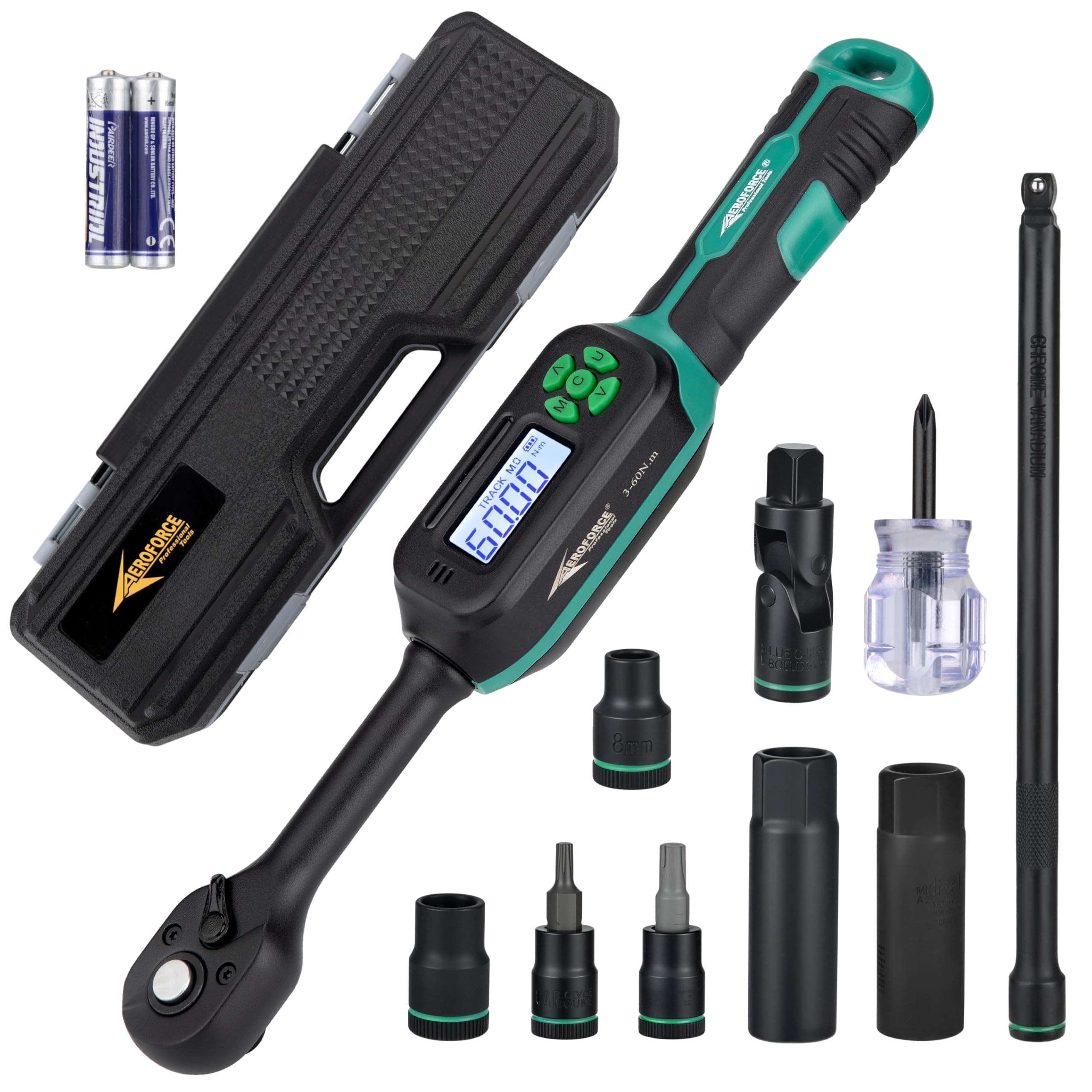 AEROFORCE 3/8-Inch Drive Spark Plug Socket Set 8PCS - Includes 6 Point Sockets 5/8-inch, 3/4-inch and 13/16-inch, 12 Point Sockets 14mm&18mm, 2 Extension Bars,Universal Joint