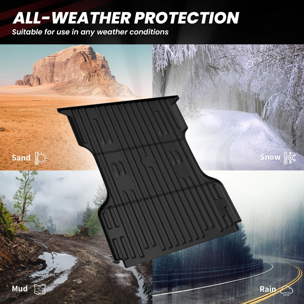 LASFIT Truck Bed Mat for 2009-2016 Ford F250 F350 F450 6.75ft Super Duty 81.9'' Bed Liner(Not fit with Drop-in Bed Liner), TPE 100% All Weather Car Bed Mat for F-250 F-350 F-450,1PCS Black