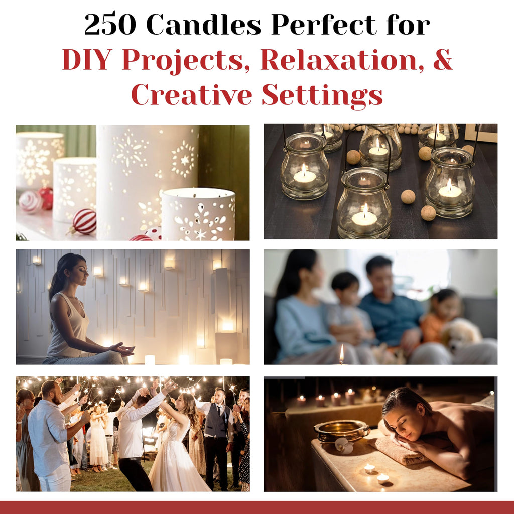 250 Pack Tealight Candles in Metal Cups - Clean, White Unscented Tealight with 3 Hour Long Burning Time - Votive Candles Bulk for Romantic Dinner, Weddings, Spa & Hotels