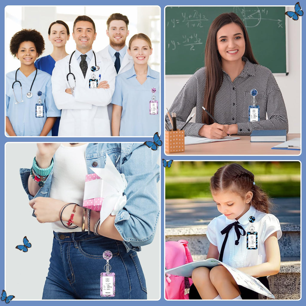 3 Set Badge Holder Retractable Reel Bloom ID Badge Holders with Clip Cute Name Badge Holders for Teacher Nurse Doctor Student Office Workers