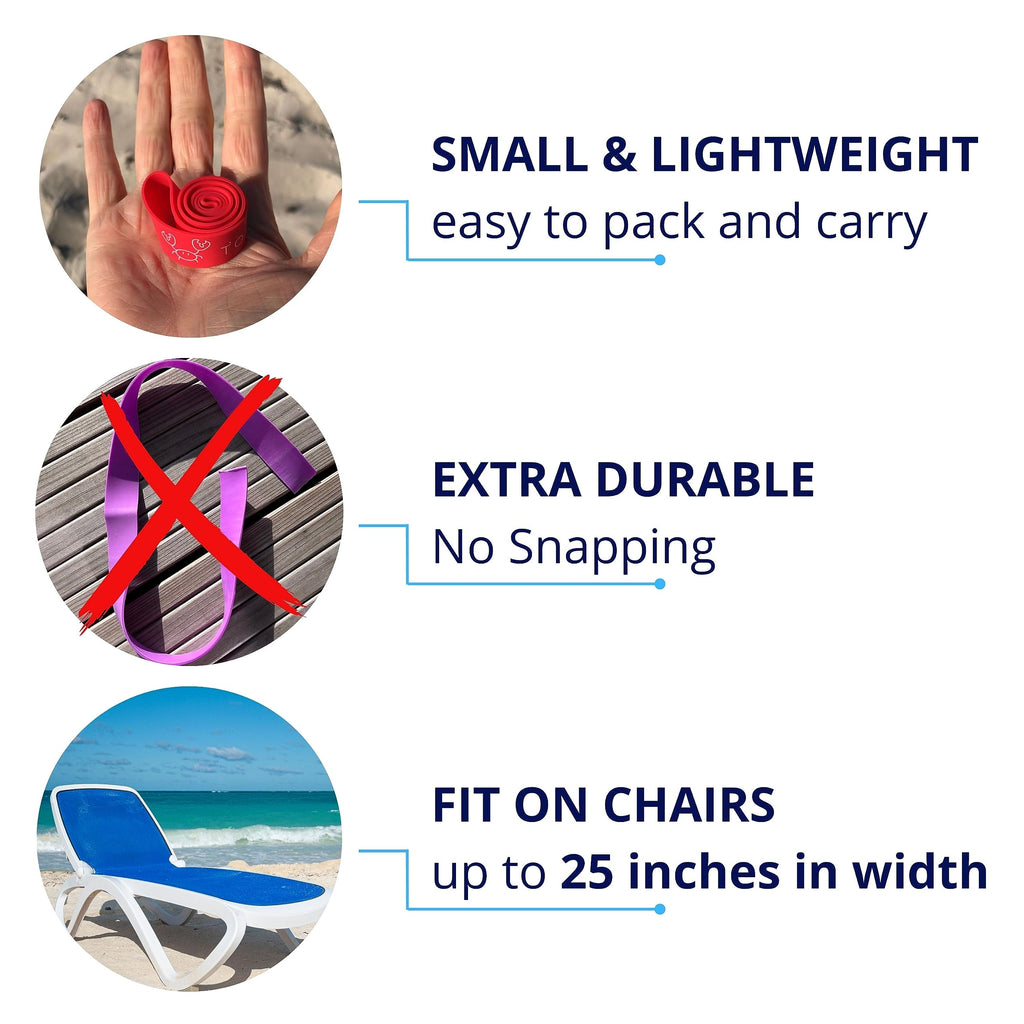 Towel Crabber Towel Bands (6-Pack), Beach Pool & Cruise Chairs, Extra Durable, Cruise Ship & Beach Essentials, Alternative to Beach Towel Clips (3 Regular + 3 Glow in The Dark)