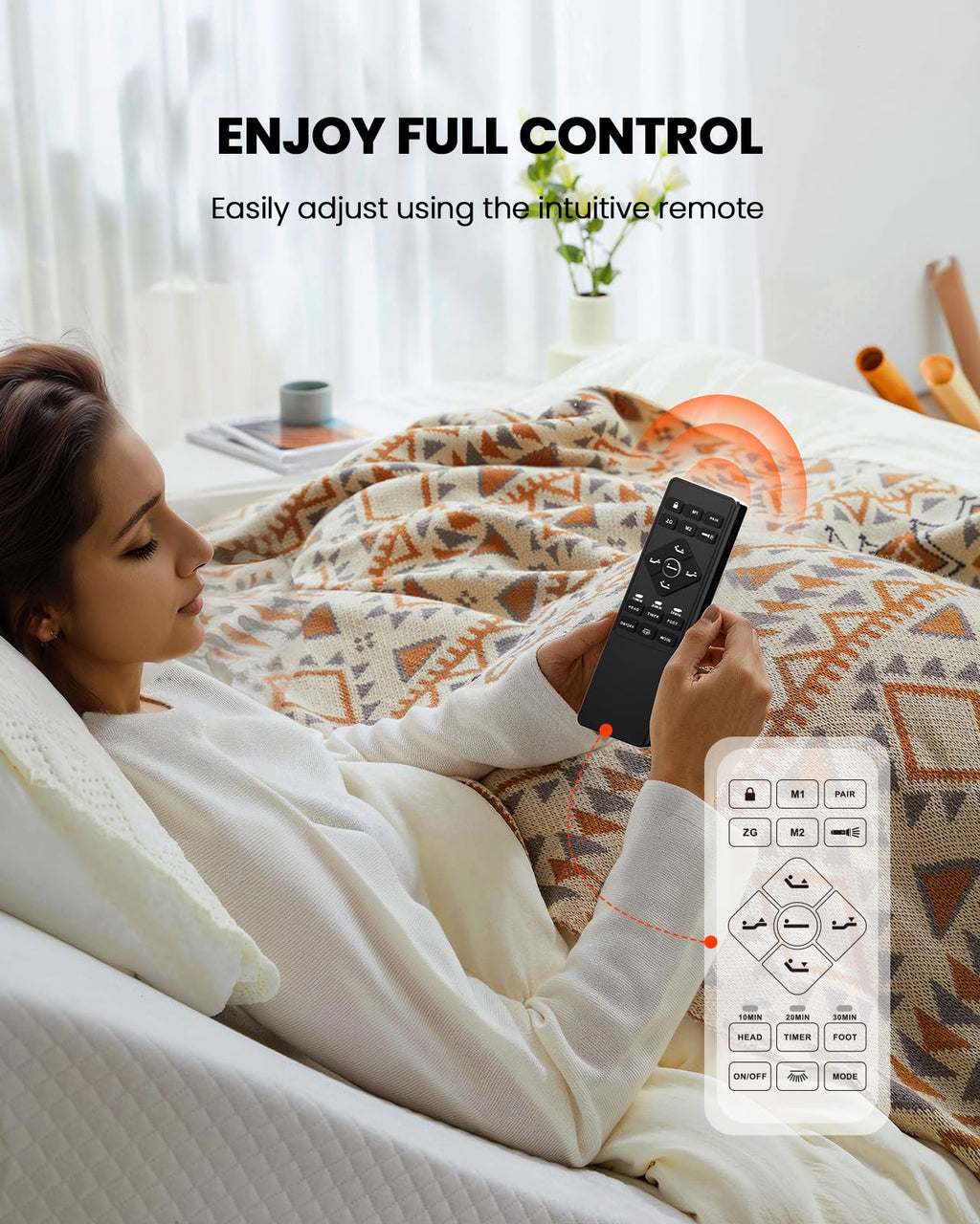 AMADA HOMEFURNISHING Adjustable Bed Frame with Massage, App-Controlled Twin XL Adjustable Bed Base with 4 USB Ports & Under-Bed LED Light, Wireless Electric Bed Frame, 4 Height Options, TXL2