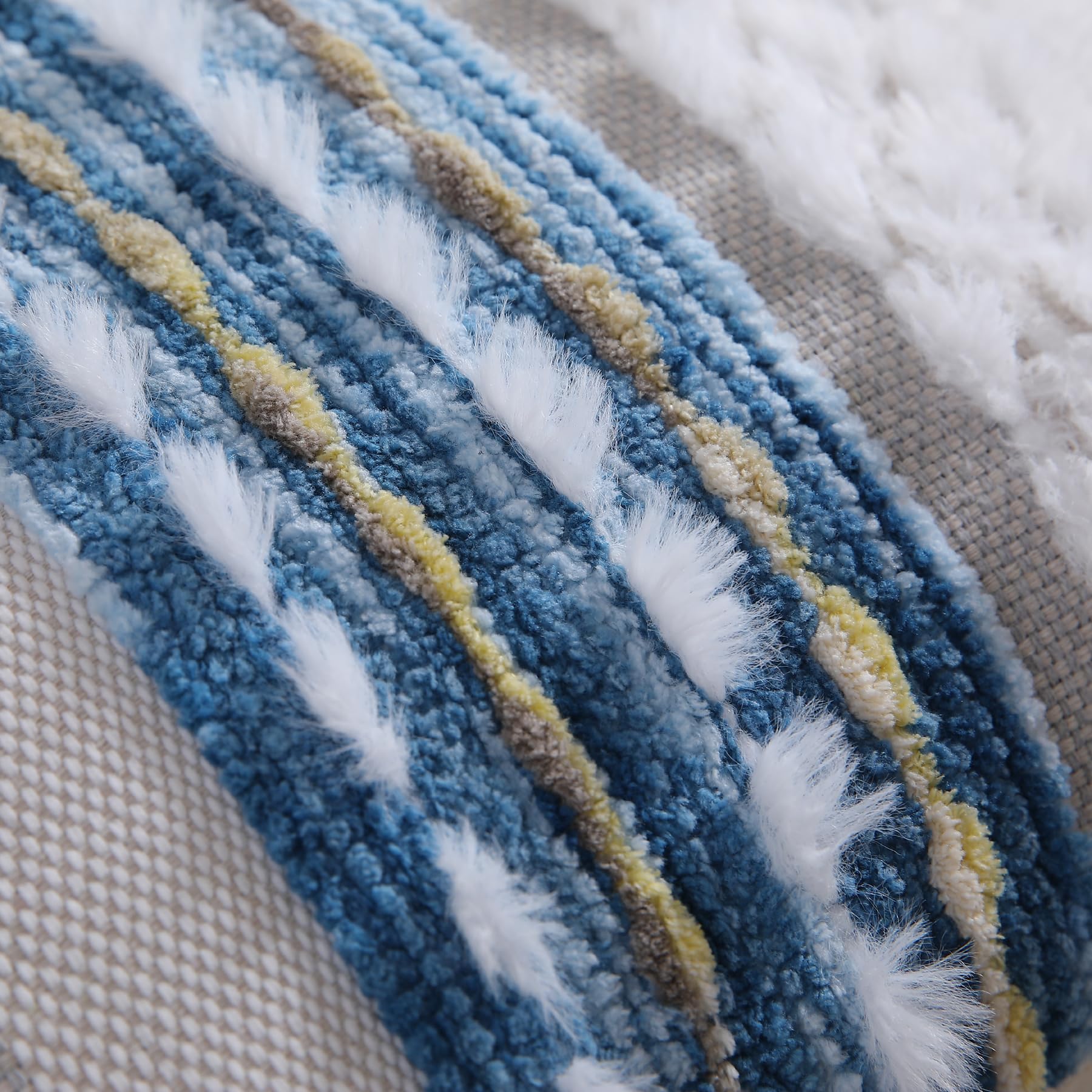 Boho Pillow Covers 18x18 Set of 2 for Couch-Modern Farmhouse Sofa Decorative Throw Pillow Covers Textured Chenille Cushion Covers Outdoor Netural Bohemian Pillow Cases Square