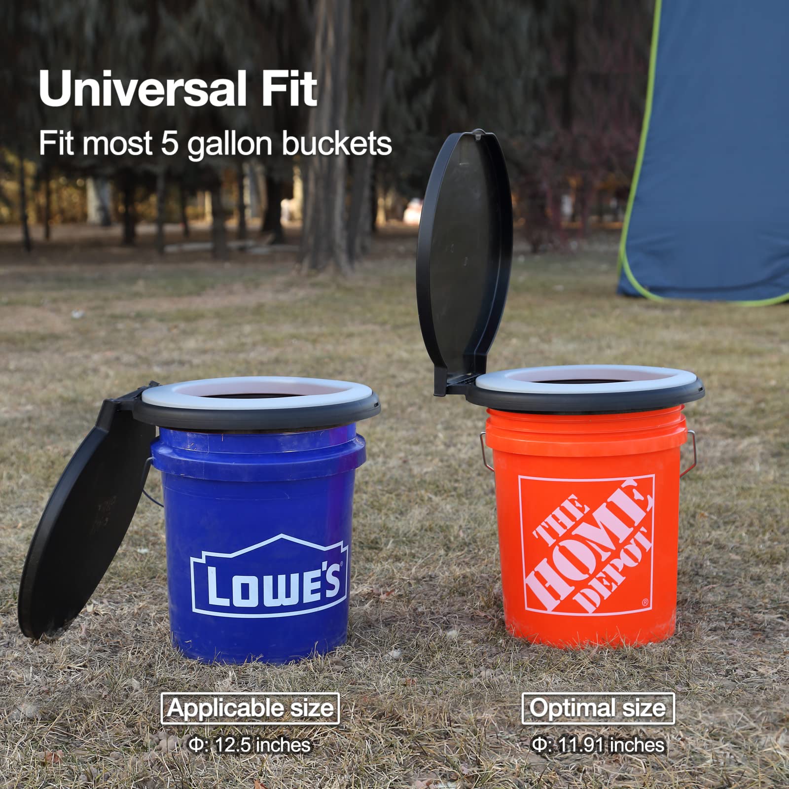 TRIPTIPS Portable Toilet with Soft Cushion, 5 Gallon Rotatable Lid, Adults and Kids Camping Toilet Seat for 5 Gal Bucket