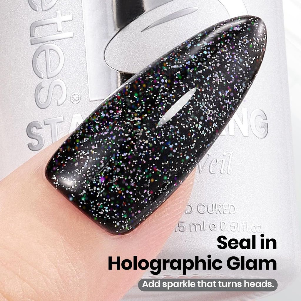 Beetles Heart Gel Top Coat 15ml - Hema Free Glitter Shine No Wipe Top Coat Long-Lasting for Gel Polish, Pink Heart Sparkle Soak Off UV LED Gift for Women