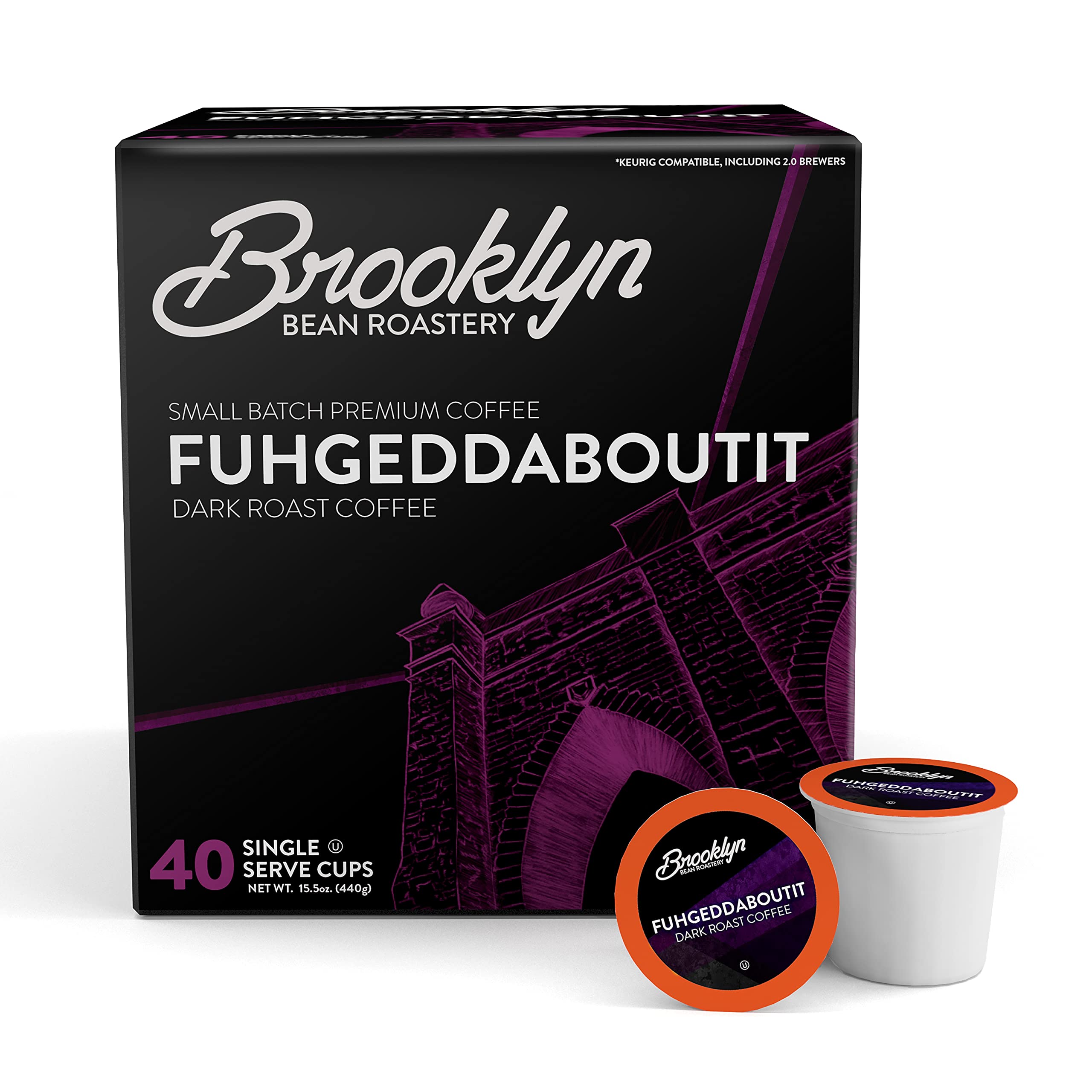 Brooklyn Beans Coffee Pods, Medium Roast Gourmet Variety Pack - Compatible with Keurig K Cup Brewers Including 2.0 Machines, 40 Count
