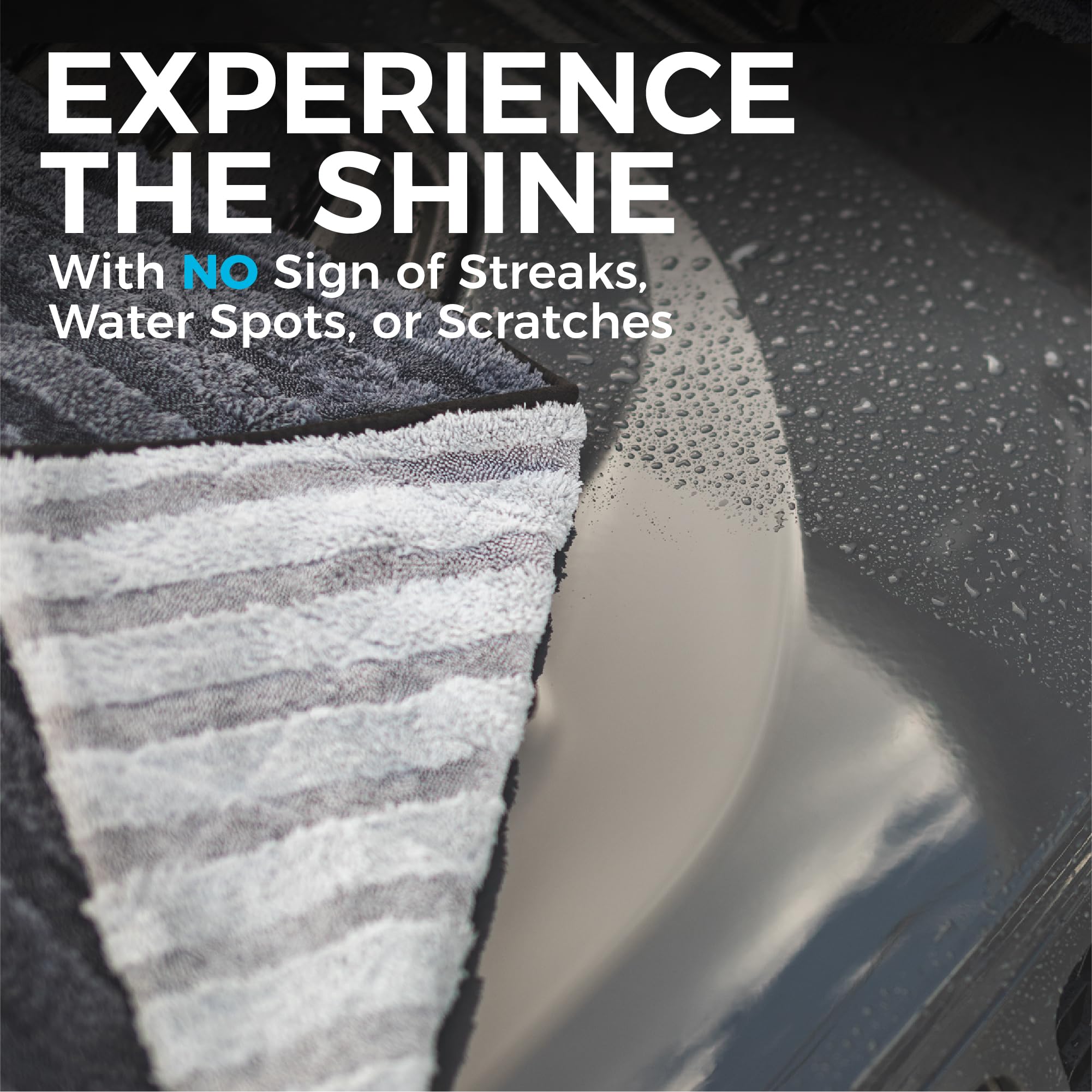 The Rag Company Gauntlet Car Drying Towel, Ultra-Absorbent 70/30 Blend Korean Microfiber, Dries Vehicles Faster Without Scratching, 900 GSM, 12x12 Inches, Ice Grey/Grey, 3-Pack