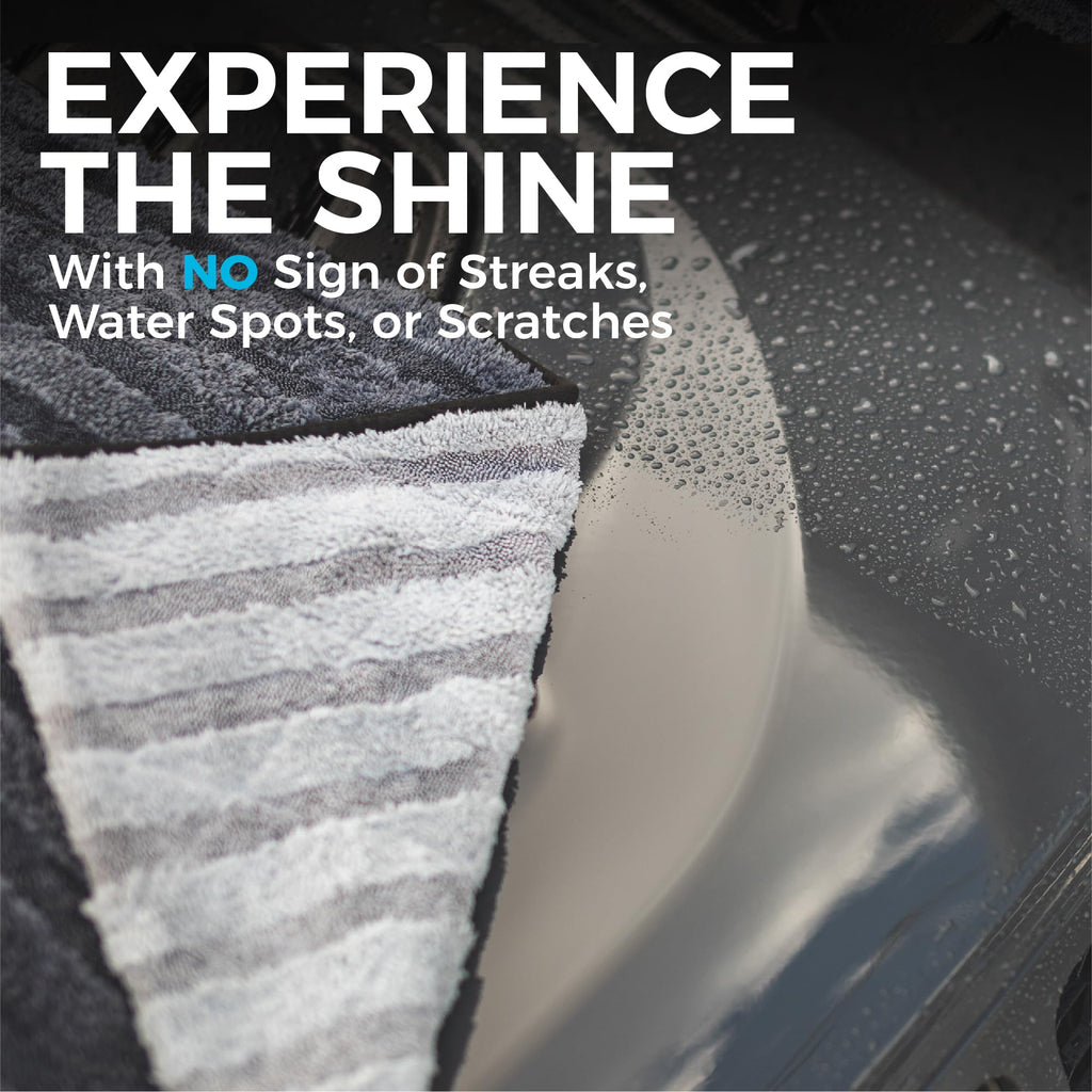The Rag Company Gauntlet Car Drying Towel, Ultra-Absorbent 70/30 Blend Korean Microfiber, Dries Vehicles Faster Without Scratching, 900 GSM, 12x12 Inches, Ice Grey/Grey, 3-Pack