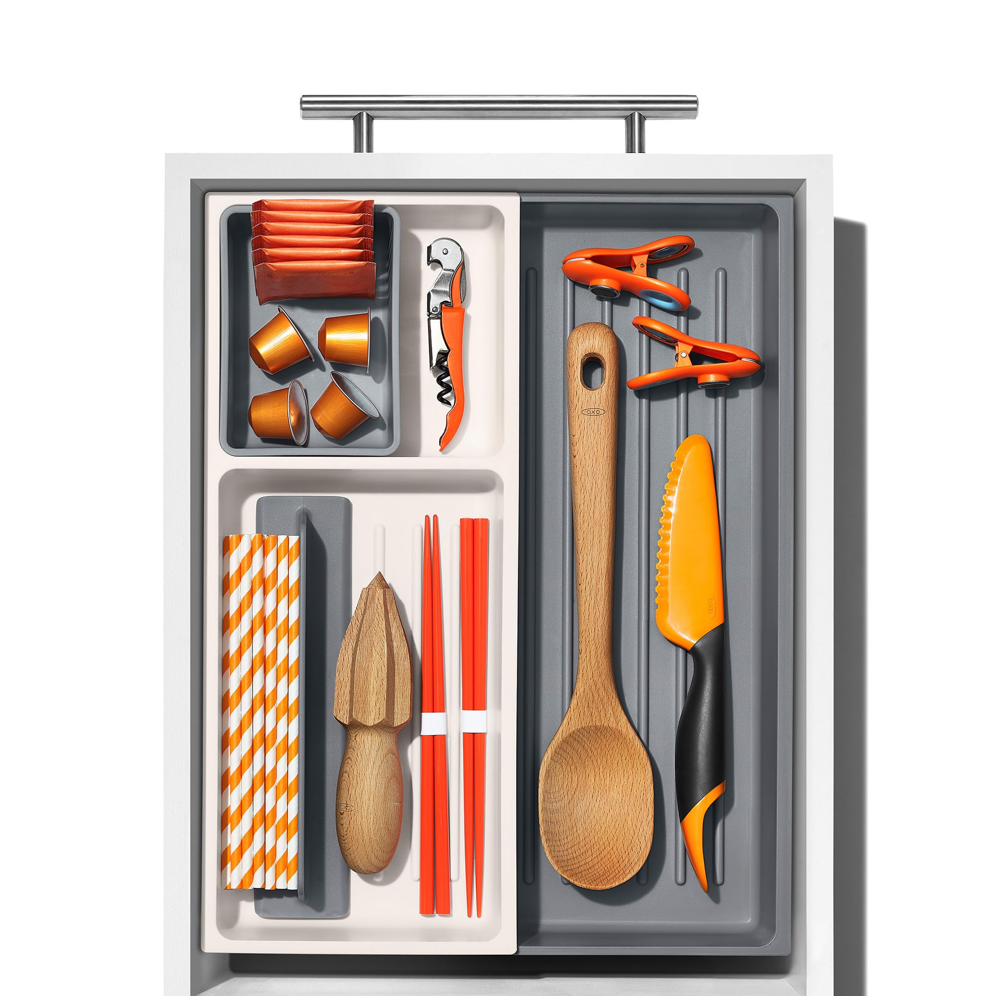 OXO Good Grips Drawer, Large Expandable Kitchen Tool Organizer, White