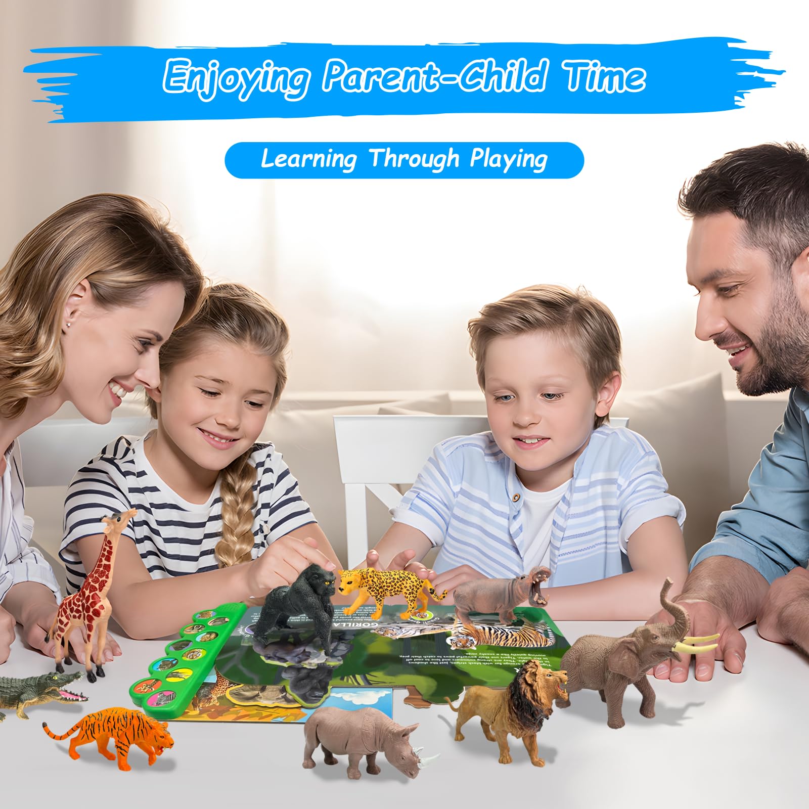 iGRATENS Dinosaur Toys with Sound Books, 10PCS Dino Toy for Toddlers & Animal Sounds Book with 10 Buttons, Realistic Plastic Animal Figures, Dinosaur Toys for Kids 3-5, Dinosaurs Lover Gifts for Kids