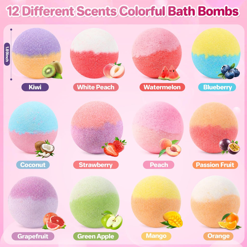 Bath Bombs for Kids with Surprise Inside, 24 Pack Kids Bath Bombs with Toys Inside Gift Set, Kid Bubble Bath Fizzy for Girls Boys with Bath Toys (Classic Edition)
