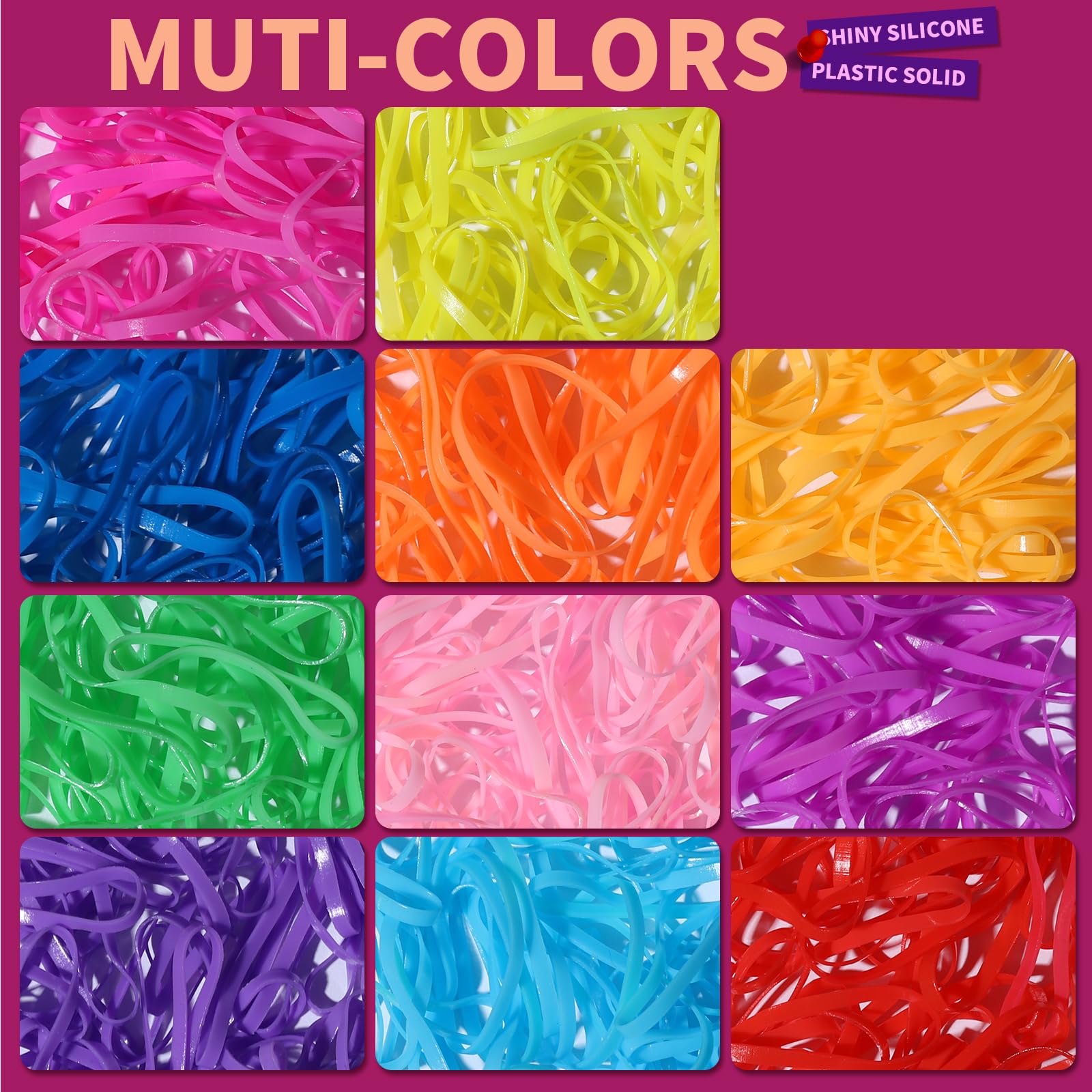 Teenitor Clear Elastic Hair Bands, 2000pcs Mini Hair Rubber Bands, Hair Ties, Soft Hair Elastics Ties, 2mm in Width and 30mm in Length