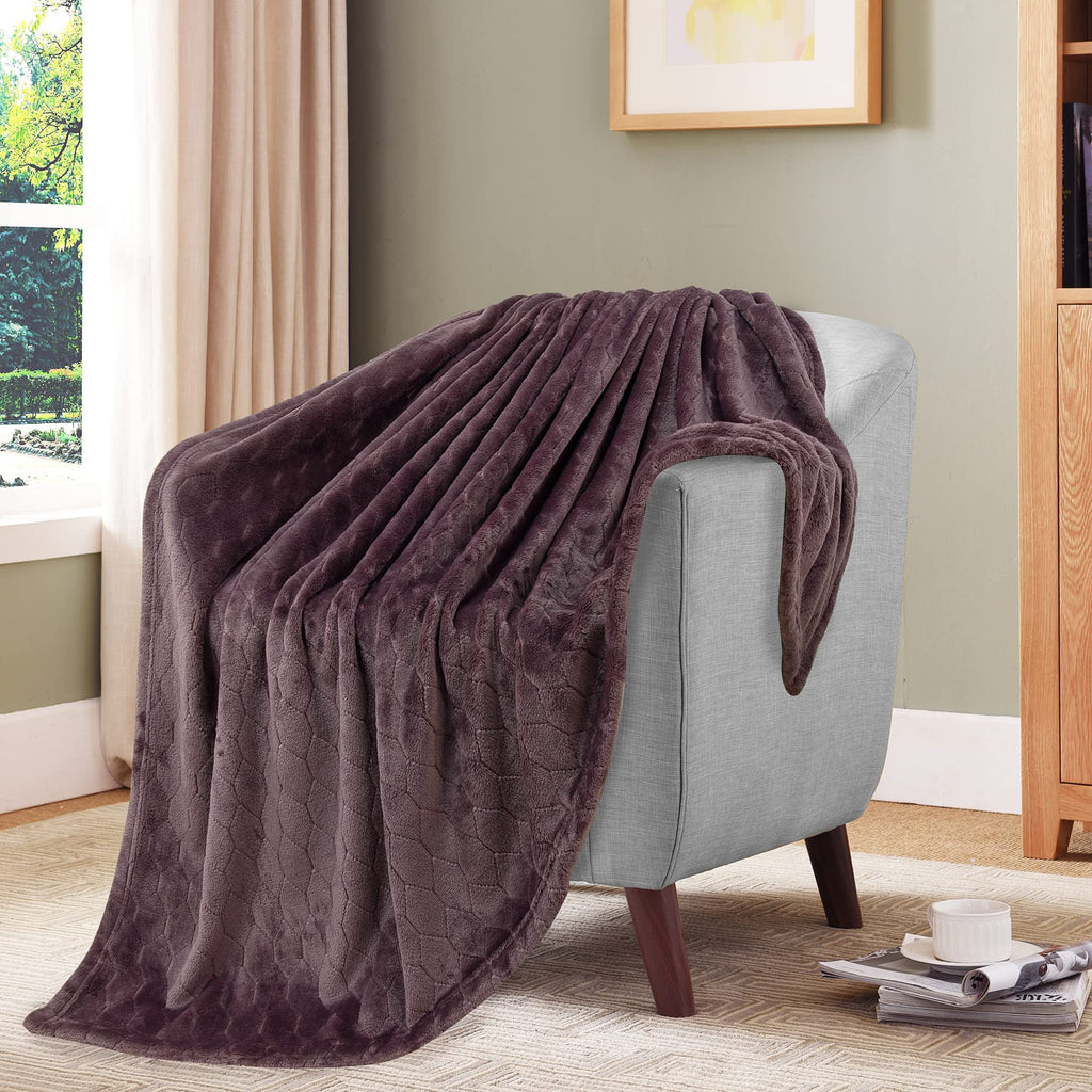 TOONOW Fleece Blanket Fuzzy Plush Throw Blanket 50" x 60", Super Soft Fluffy Bed Blanket Geometric Pattern Comfy Microfiber Flannel Blankets for Couch, Bed, Sofa, Black