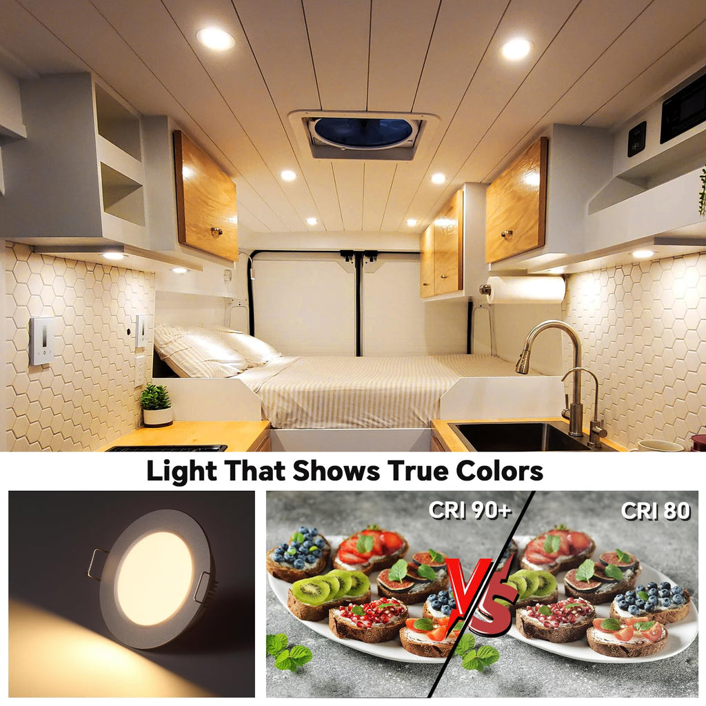 acegoo RV 2.75" Recessed LED Ceiling Light 12V Ultra-Thin Puck Light, Dimmable RV Lights Interior for Camper Van Truck Motorhome Boat Sailboat Roof Under Cabinet Lighting, 6 Pack (White,Cool White)