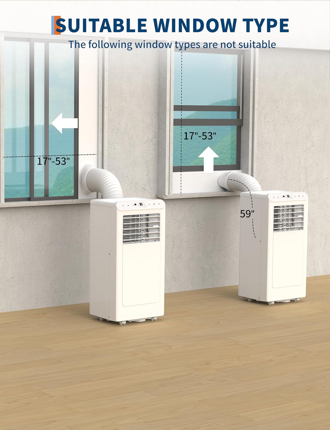 10,000 BTU Portable Air Conditioner - Portable AC Unit for Bedroom up to 450 Sq. Ft, Cooling, Fan & Dehumidifier, Floor Standing Air Conditioner, 24H Timer, Window Kit Included, Black&Grey Top Cover