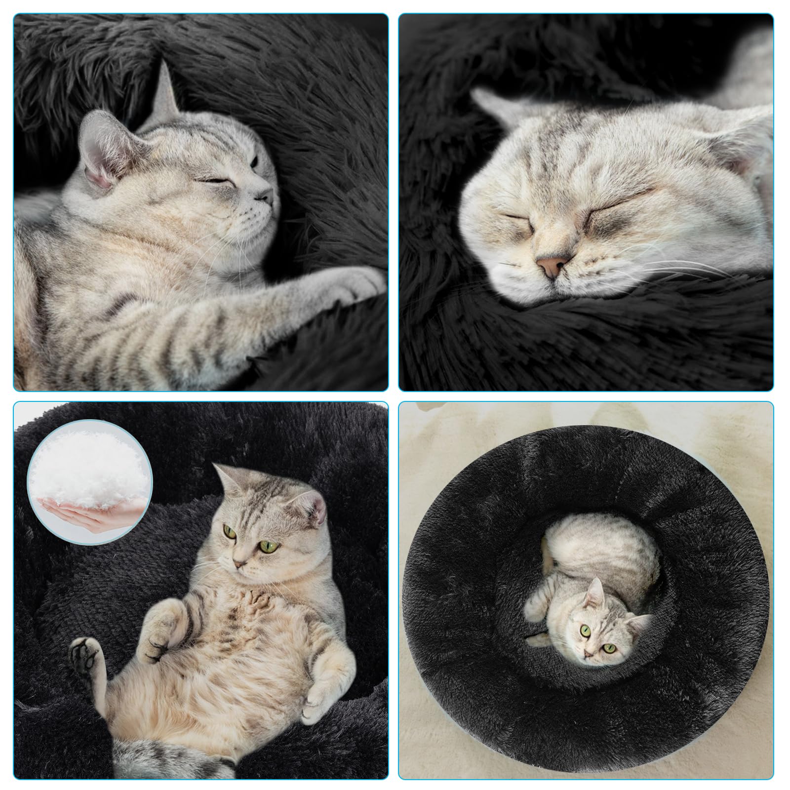 Nisrada Cat Beds for Indoor Cats,15.7 Inch Small Cats Beds, Washable-Round Pet Bed for Puppy and Kitten with Slip-Resistant Bottom