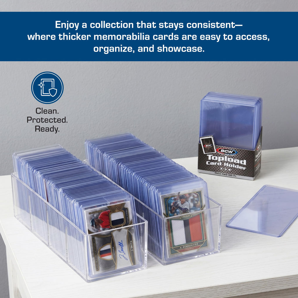 BCW 108 PT. Thick Card Topload Holder - Pack of 1 | Durable Rigid PVC Toploader | Toploaders for Memorabilia, Jersey, Patch, and Relic Cards