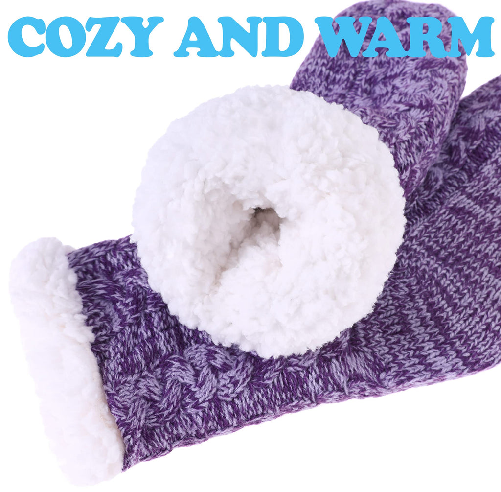 SDBING Women's Winter Super Soft Warm Cozy Fleece Lined Fuzzy Slipper Socks with Grippers
