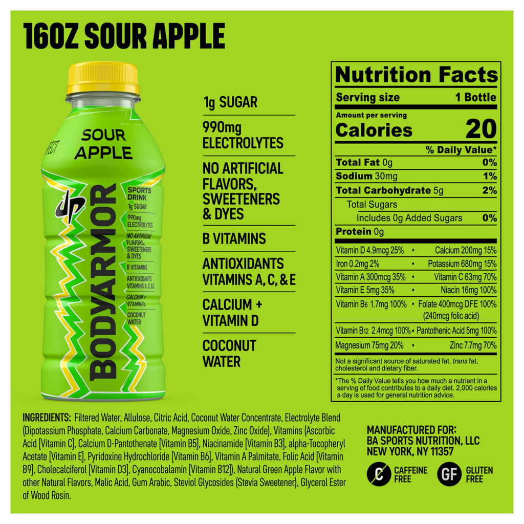 BODYARMOR Lyte Sports Drink Low-Calorie Beverage, Blueberry Pomegranate, Coconut Water Hydration, Natural Flavors with Vitamins, Potassium-Packed Electrolytes, 16 Fl Oz (Pack of 12)