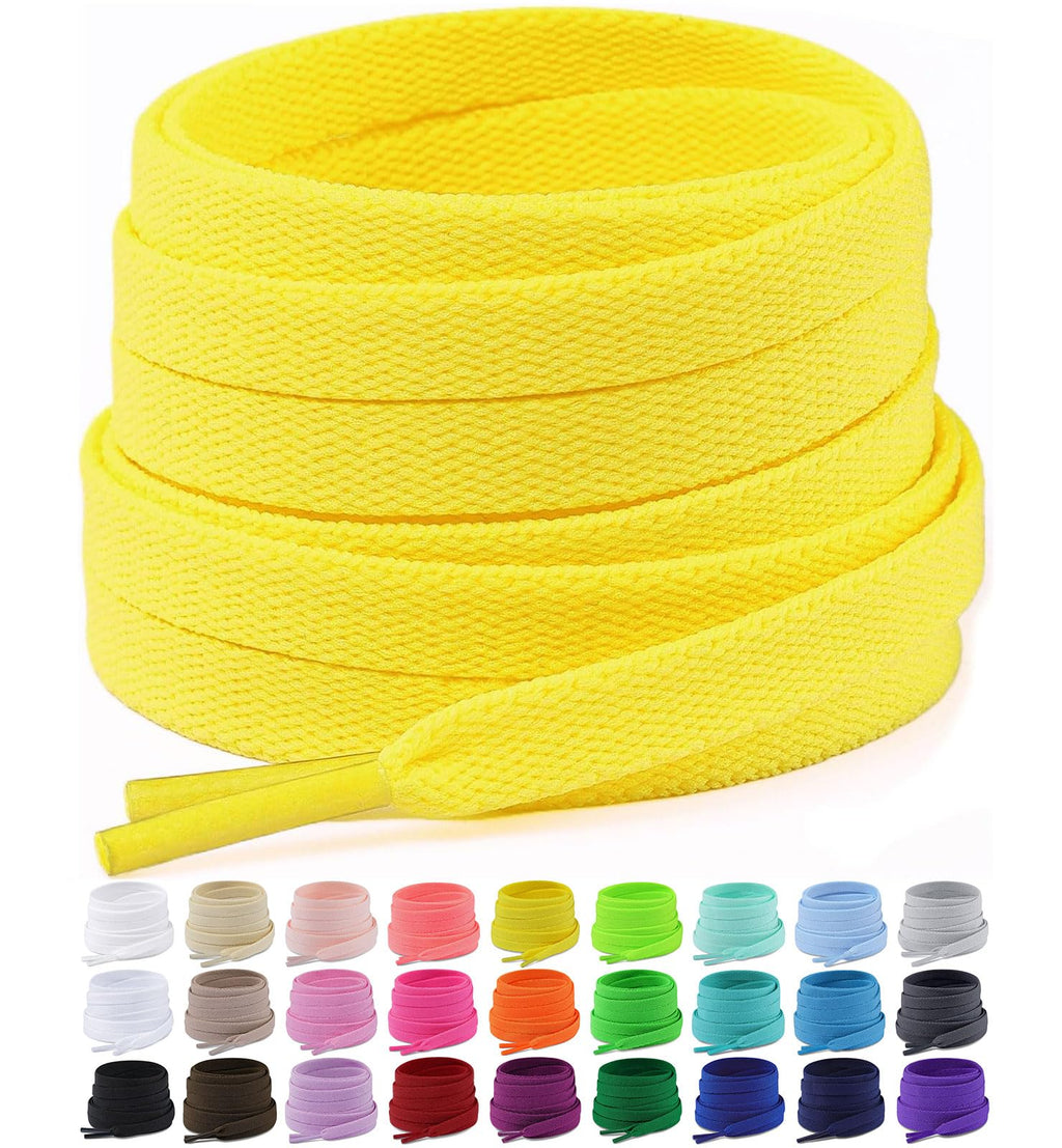 Upgrade Tight Weave Flat Shoelaces 28 Colors 5/16" Wide Shoe Laces for Sneakers - 2Pairs