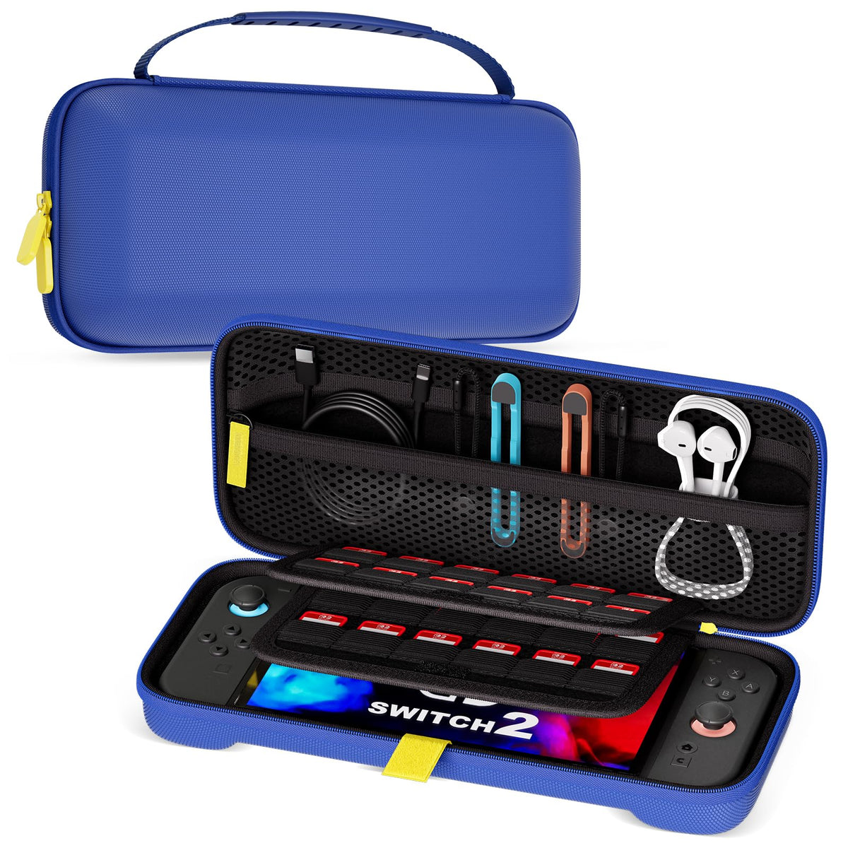 ProCase Carrying Case for Nintendo Switch 2 (2025) with 24 Game Card Slots, Hard Portable Travel Case Storage Bag Protective Pouch for 2025 Nintendo Switch 2 Console AC Adapter & Accessories -Black,L