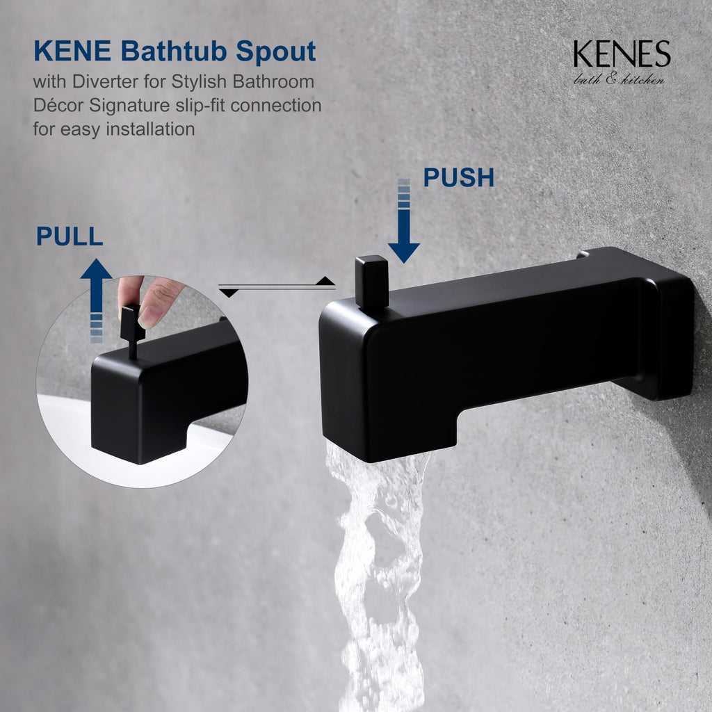 KENES Brushed Nickel 10-Inch Shower Head and Handle Set, Square Shower Faucet Set Bathroom Rainfall Shower System Wall Mount, KE-6024B (Shower Valve Included)