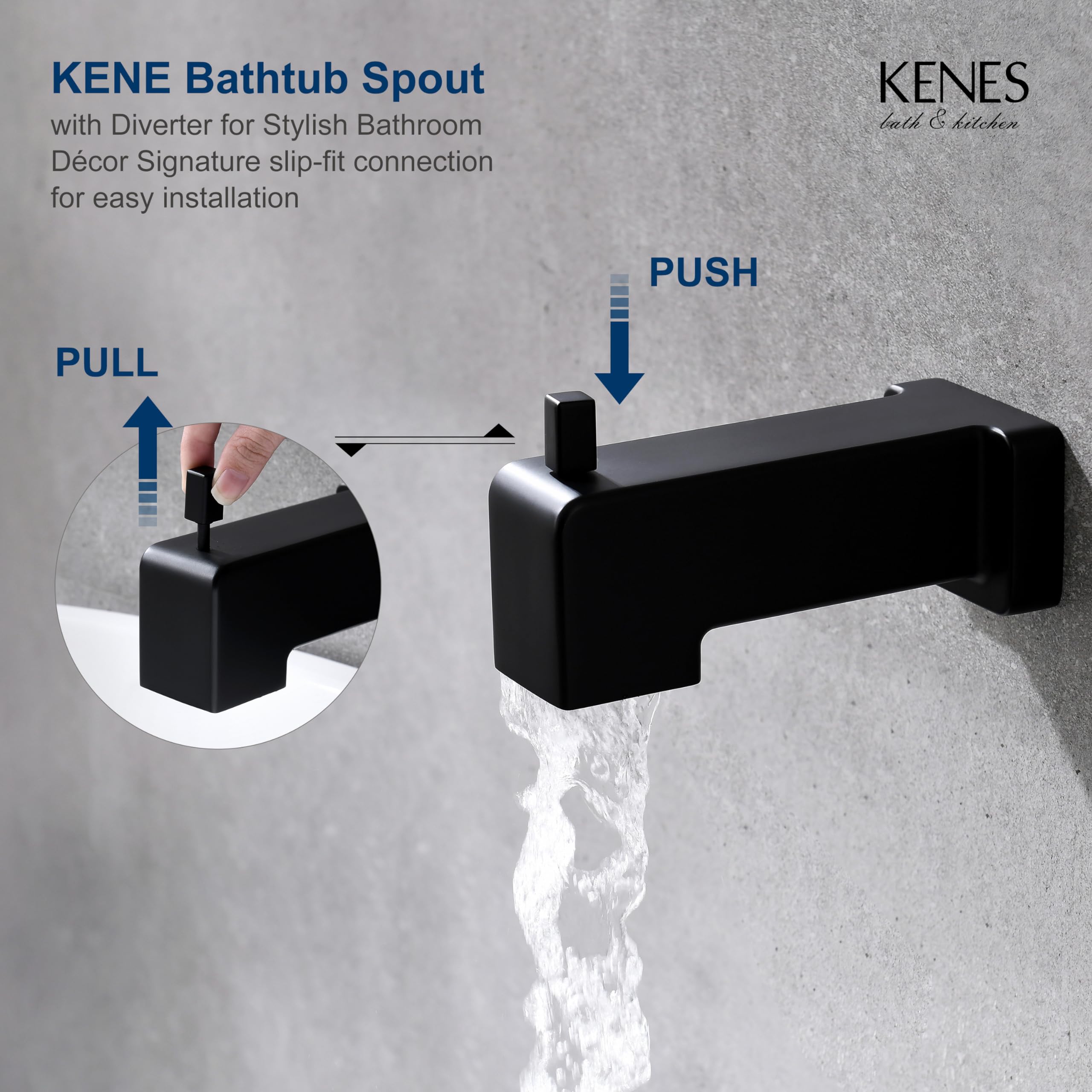 KENES Brushed Nickel 10-Inch Shower Head and Handle Set, Square Shower Faucet Set Bathroom Rainfall Shower System Wall Mount, KE-6024B (Shower Valve Included)