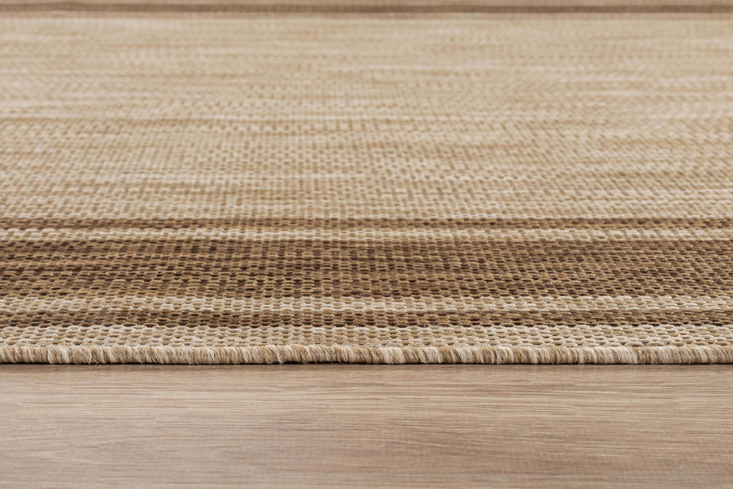 Beverly Rug Outdoor Rug 5x7 Modern Bordered Area Rugs for Indoor and Outdoor Patio Deck Porch Garden Waterproof Weather Sun Resistant Washable Outside Carpet (5 x 7 Beige)