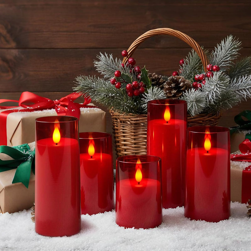 Raycare Flameless Candles Battery Operated with Remote Timer, Acrylic Flickering LED Pillar Candle for Christmas, Wedding, Home Decor, Gift for Family and Friend, White, Set of3