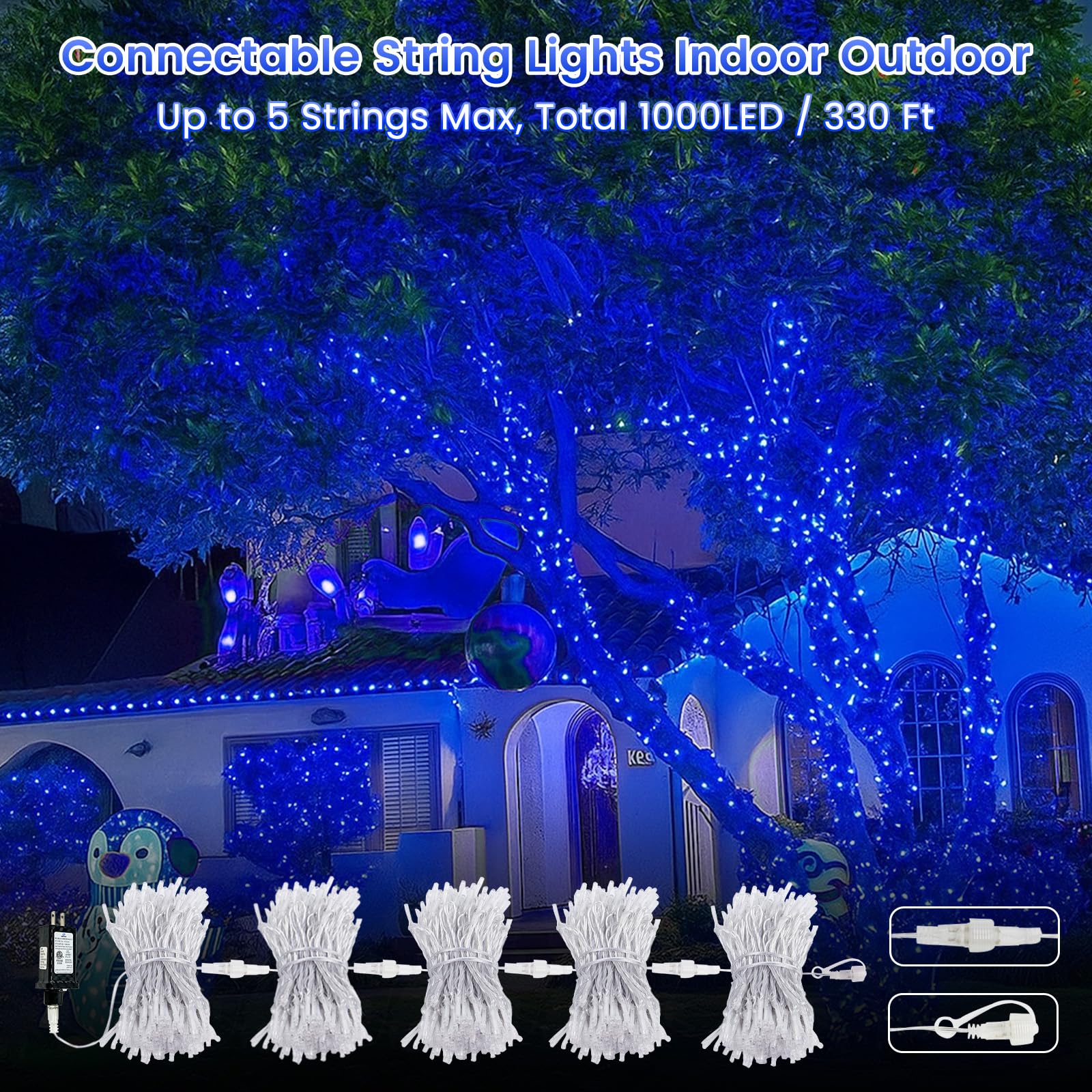 Connectable 100 LED String Lights Indoor Outdoor, 33FT Warm White Christmas Lights Waterproof, 13 Modes with Timer, Twinkle Fairy Lights Plug in Clear Wire for Christmas Tree, Bedroom, Classroom Decor