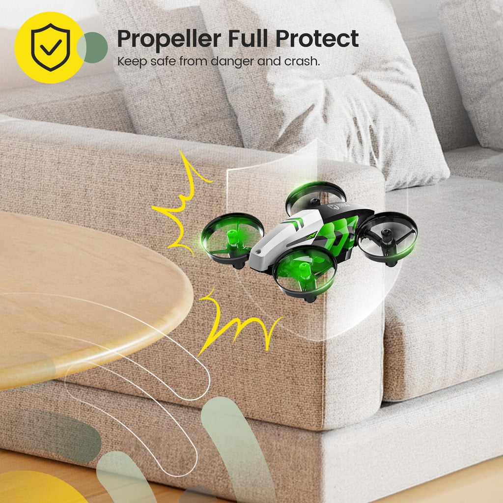 Holy Stone HS210T Drones for Kids, 2 IN1 MINI Indoor Drone with Land & Fly Mode, Four Posture Deformations RC Quadcopter with 3D Flip, Auto Hovering, Easter day& Birthday Toy Gift for Boys and Girls